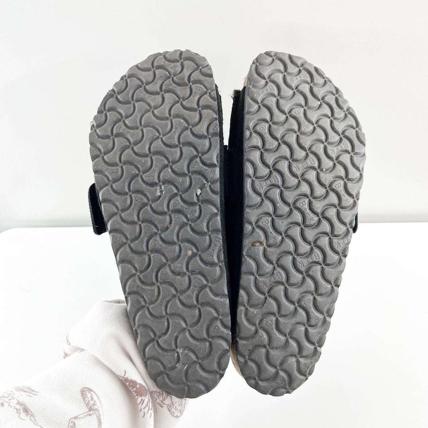 Birkenstock Kyoto Shearling Suede Leather Slide Sandals Black 43 / W M10