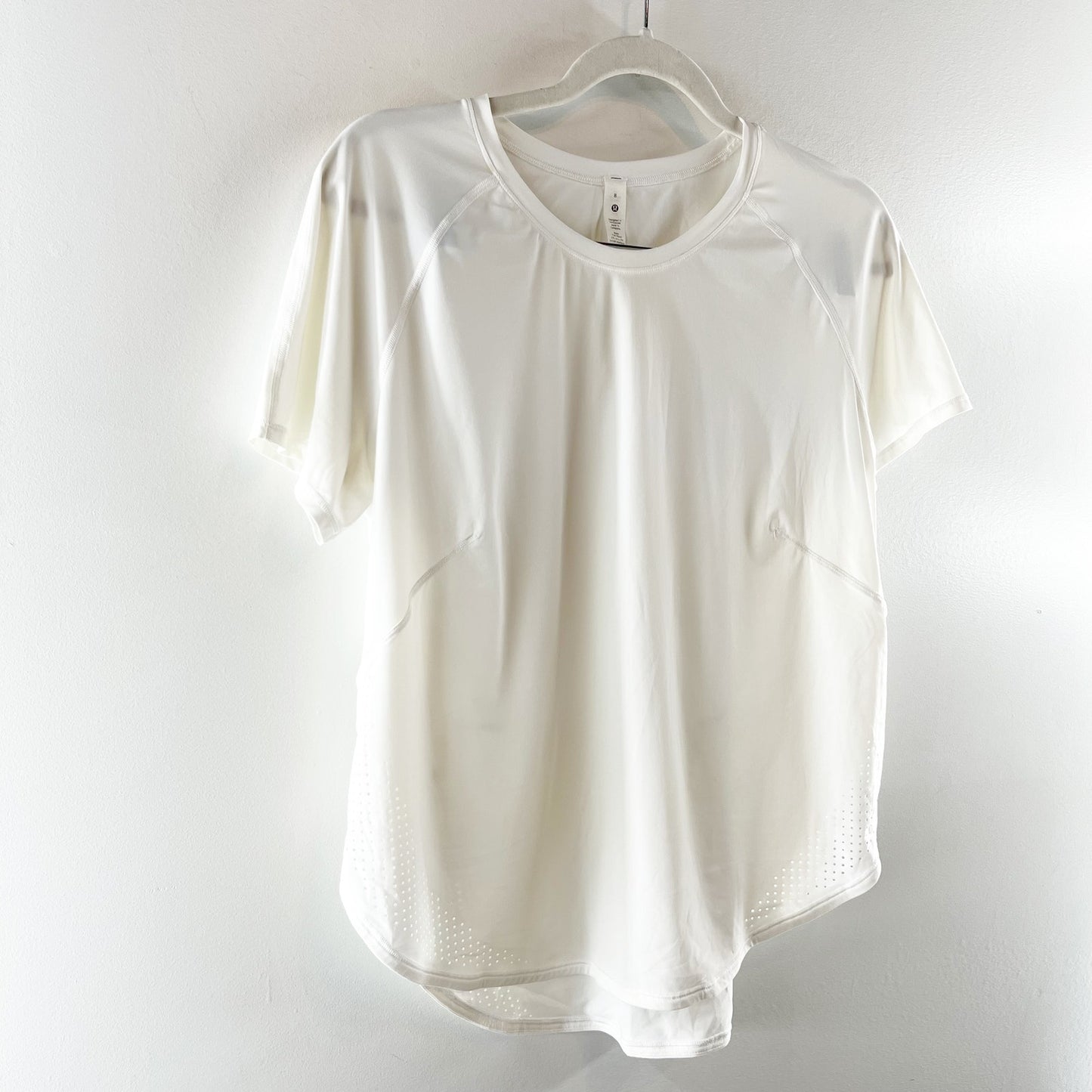 Lululemon UVP Run Short Sleeve High Neck Mesh Trim Running T-Shirt White 8