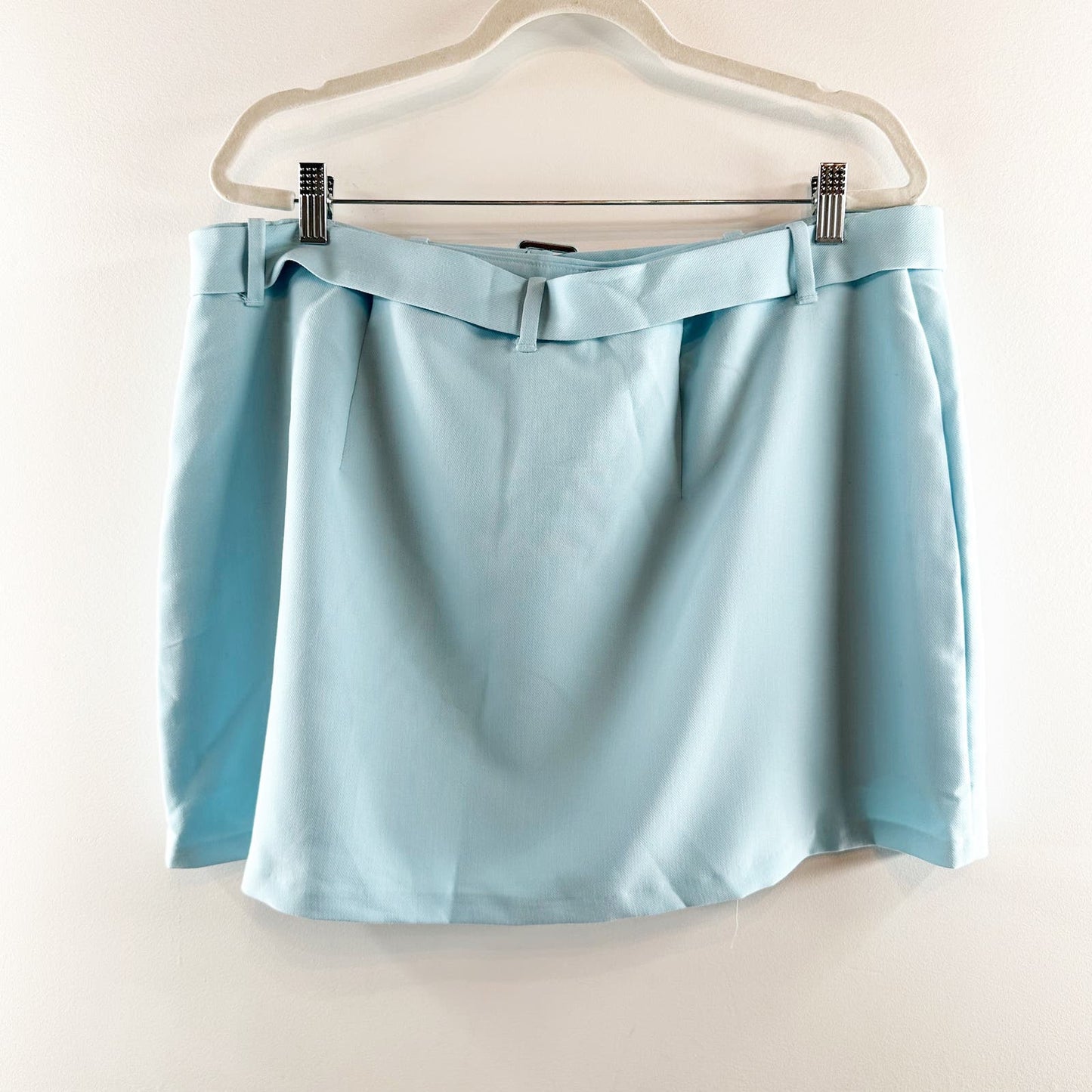 Abercrombie & Fitch Belted Menswear Mini Skort Skirt Baby Blue Pastel XL