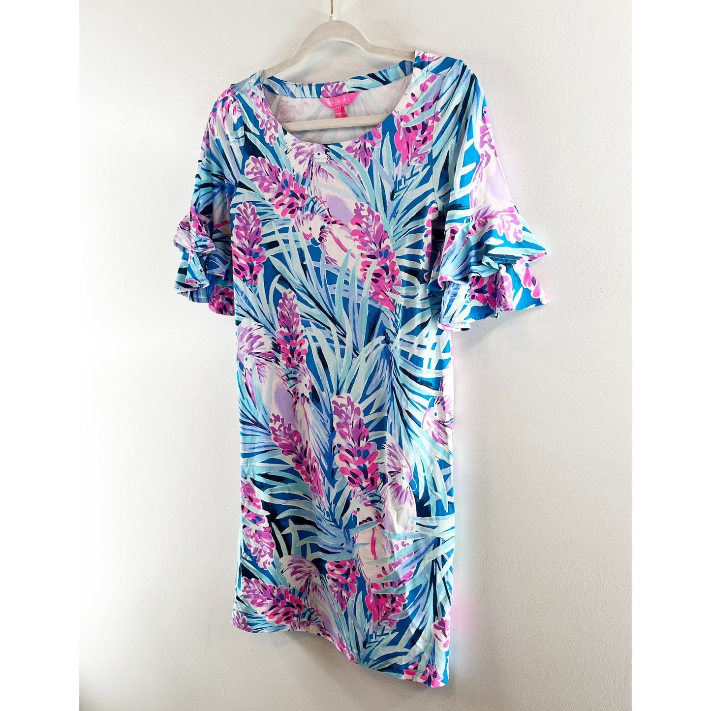 Lilly Pulitzer Short Sleeve Lula Mini Dress in Mr. Peacock Blue Pink XS