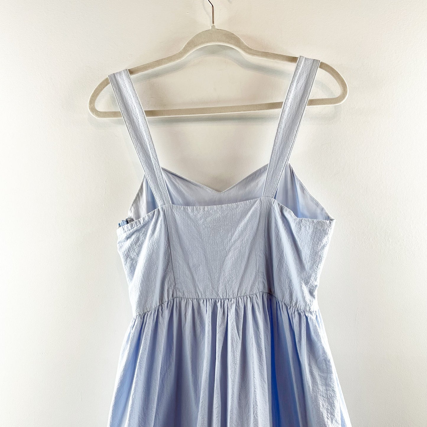 H&M Cotton Poplin Tiered Ruffle Midi Dress Powder Light Blue 10