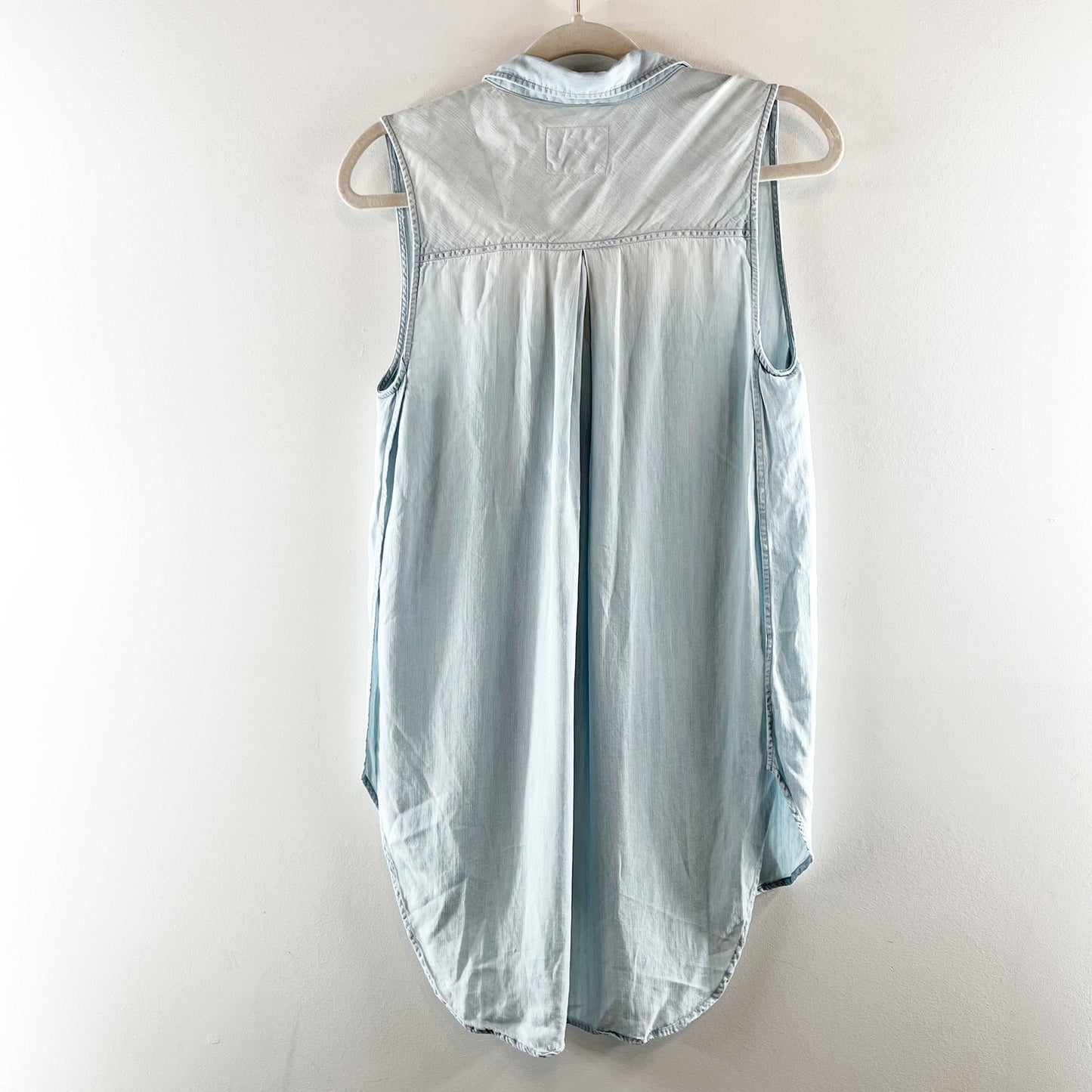 Rails Jaime Sleeveless Tunic Tank Button Up Top Light Vintage Chambray Wash S