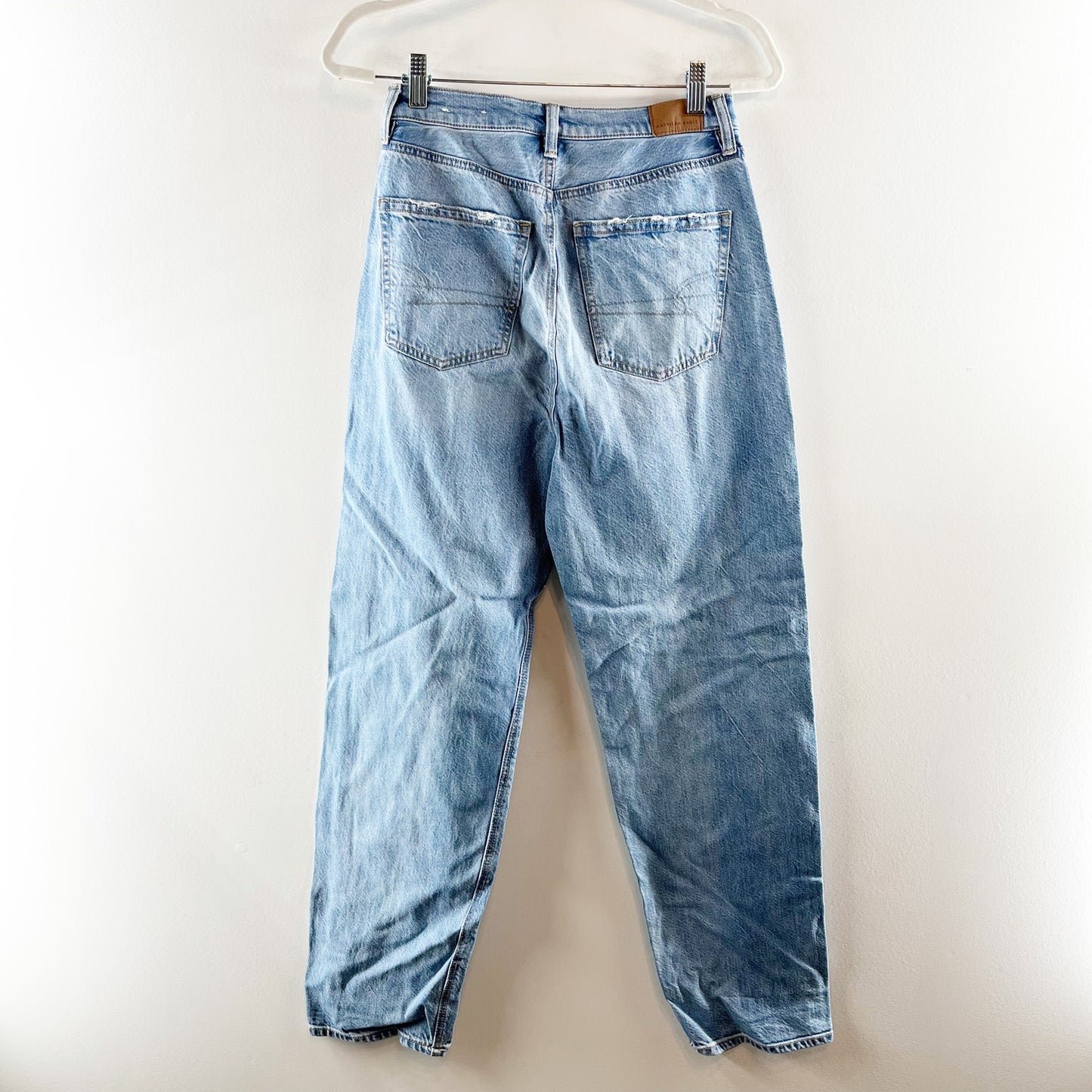 American Eagle High Rise Straight Leg Baggy Jeans Light Wash Blue 4