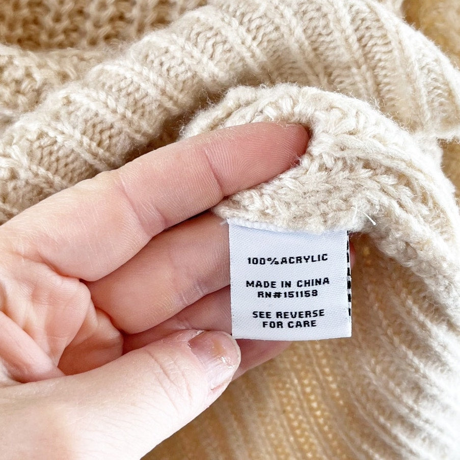 525 Crewneck Knit Pullover Long Sleeve Sweater Cream Small