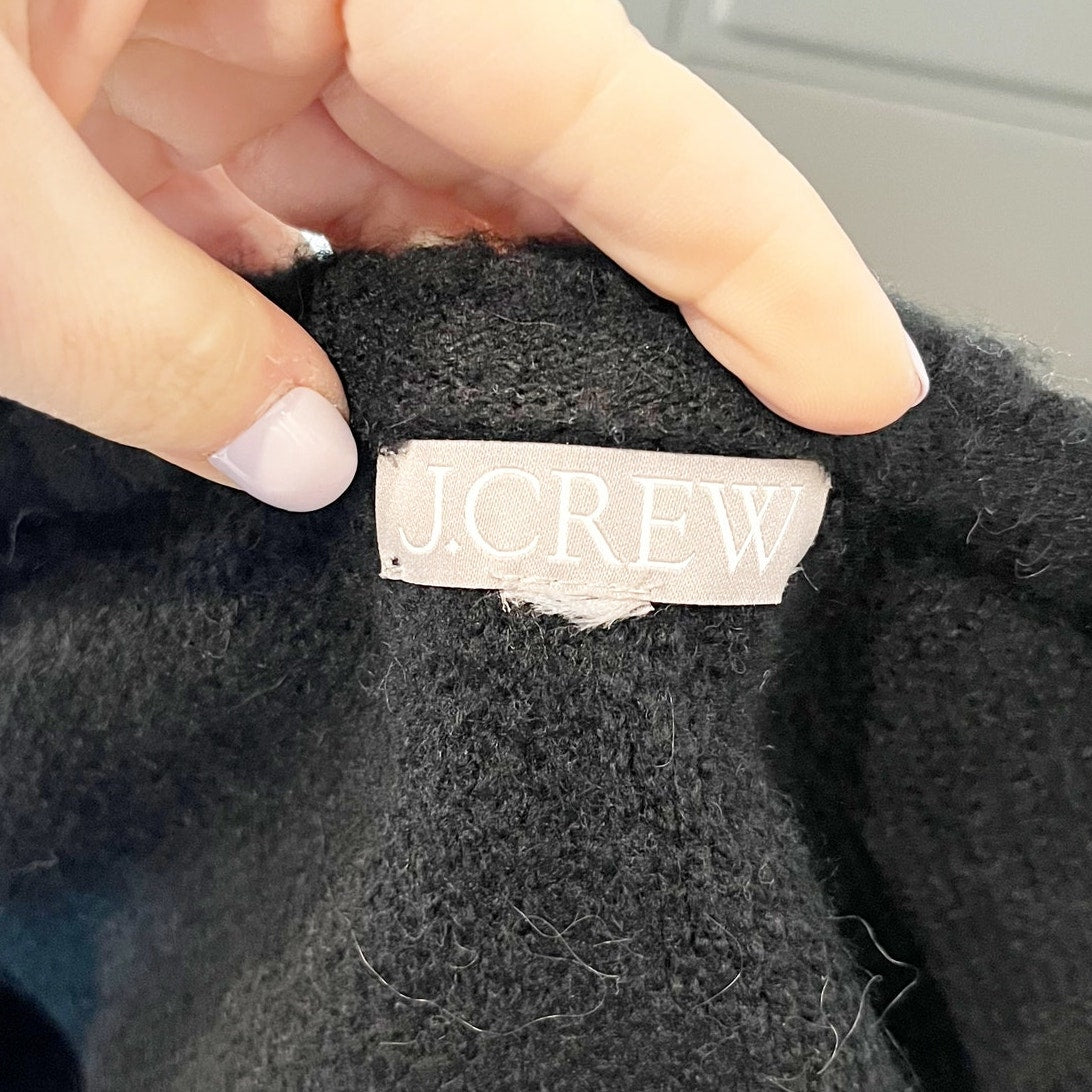 J. Crew Textured Button Up Long Sleeve Lady Jacket Cardigan Sweater Black Medium
