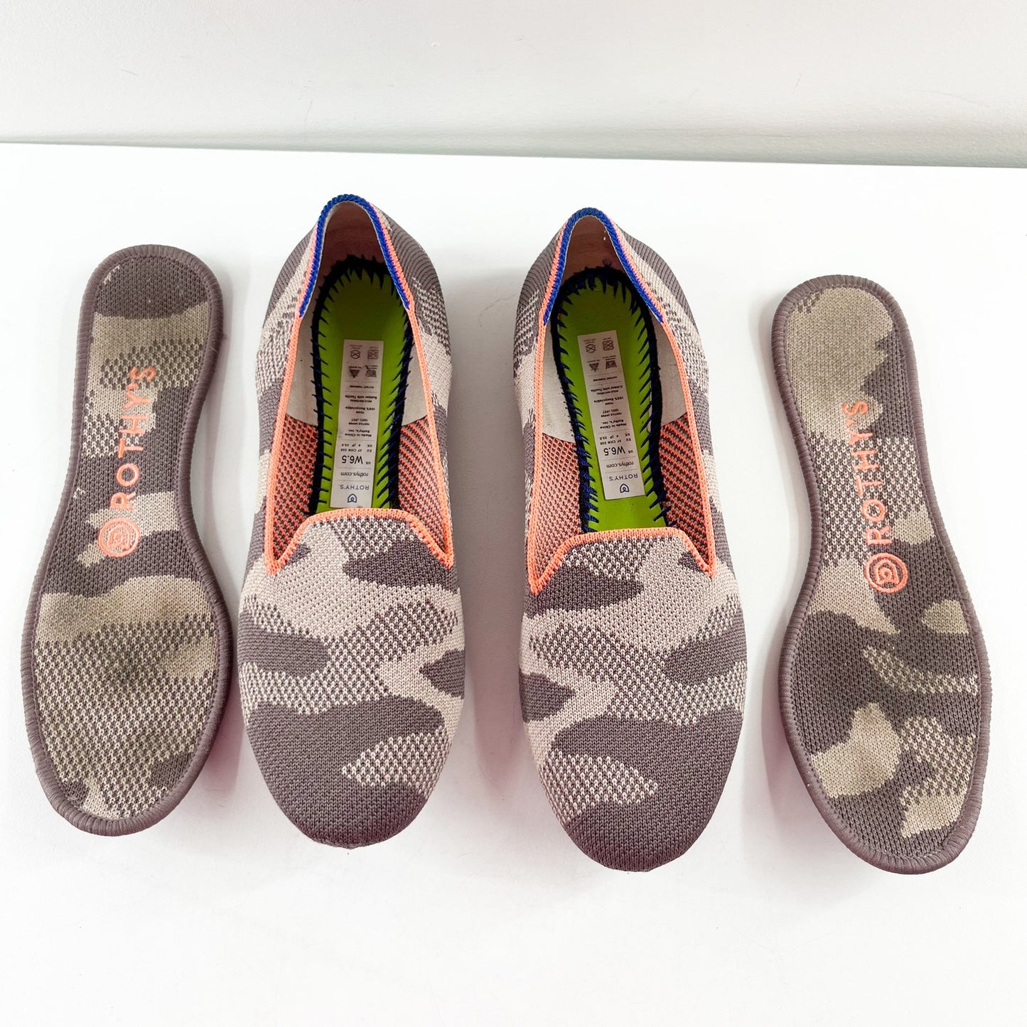 Rothy's Mink Camo Slip On Round Toe Loafers Flat Taupe Brown 6.5