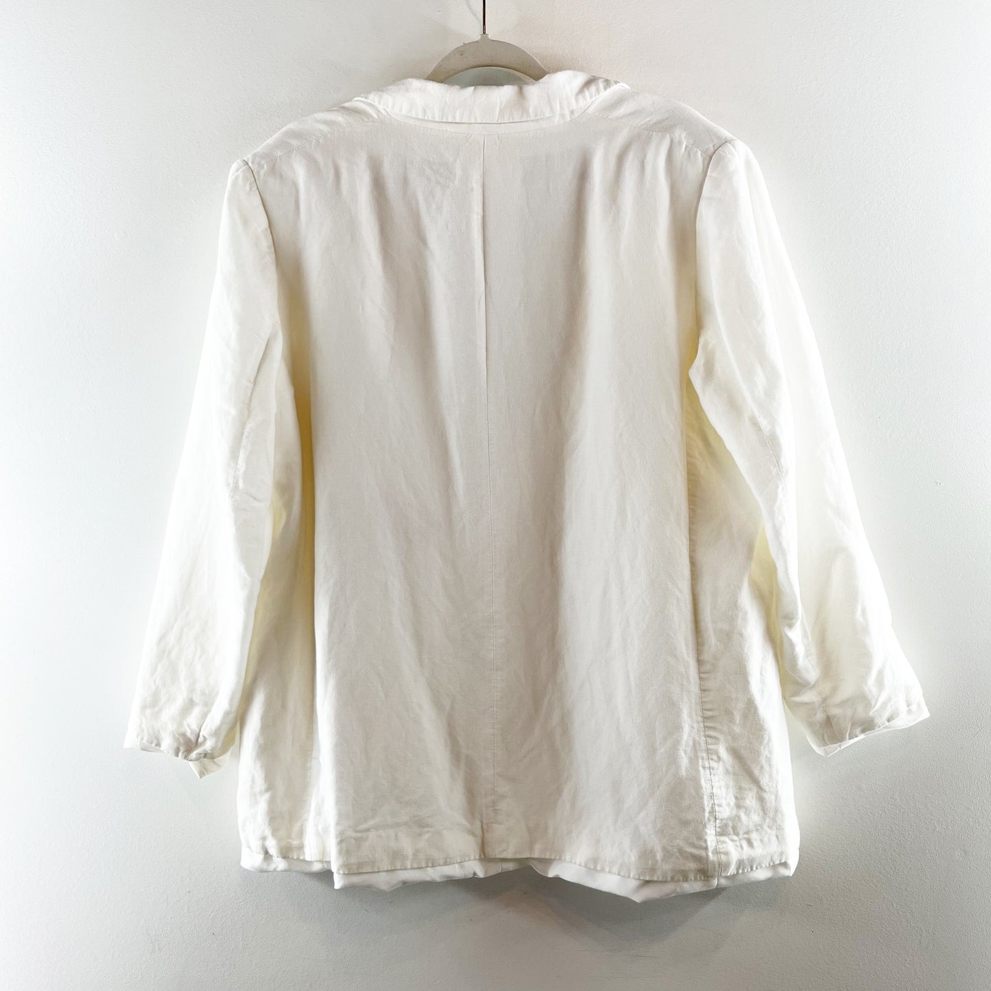H&M Linen Blend Long Sleeve Notch Lapel Single Breasted Blazer White Large