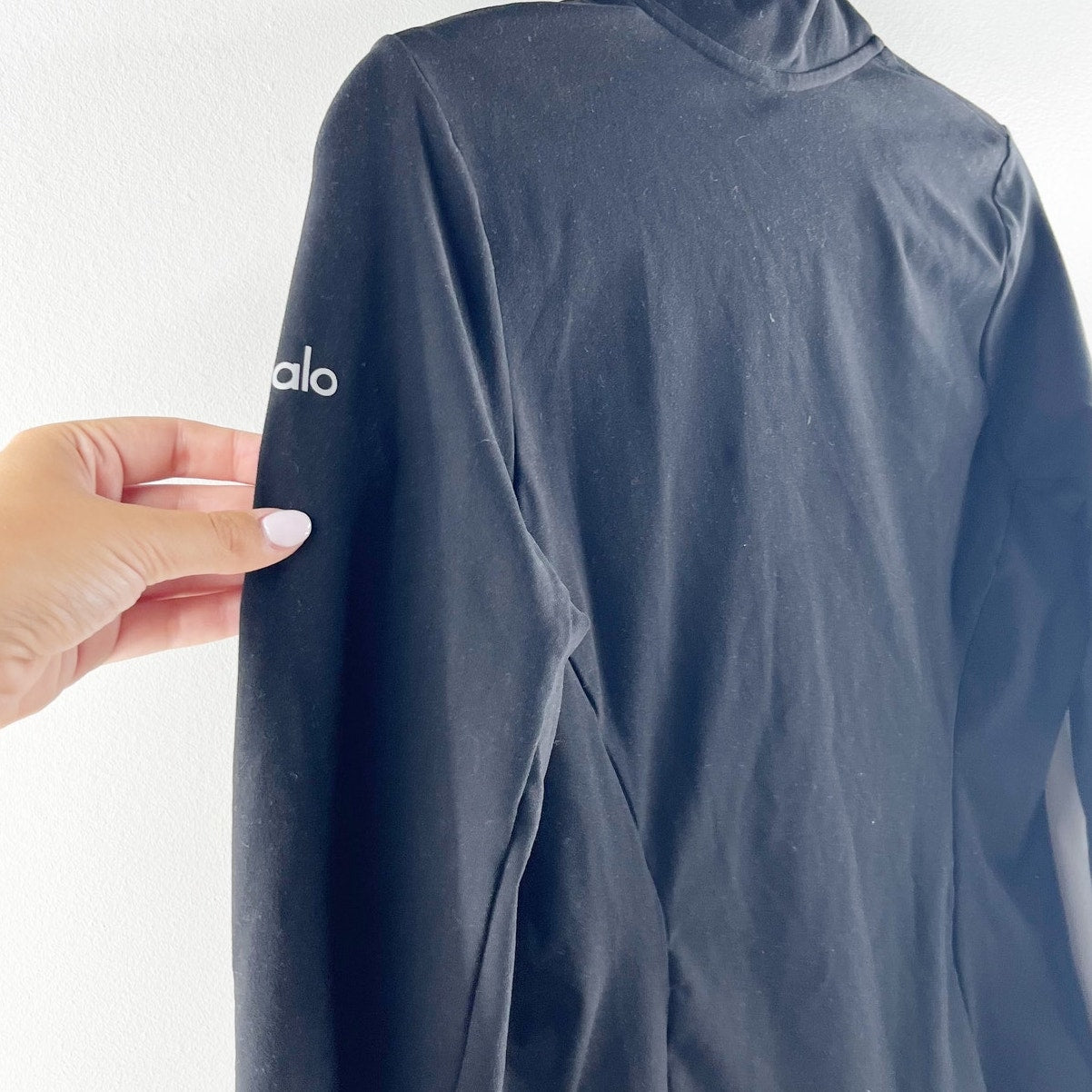 Alo Alosoft 1/2 Zip Rapid Long Sleeve Pullover Jacket Shirt Top Black Small