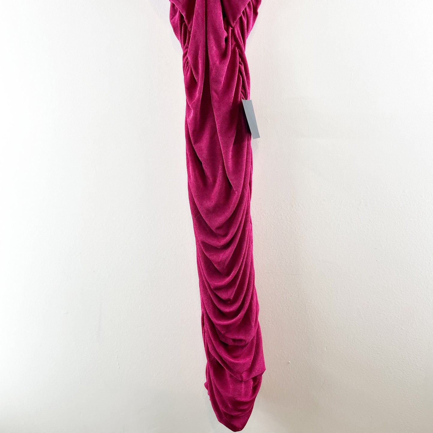 Lulus Such A Serve Ruched Strappy Bodycon Midi Dress Magenta Pink XS