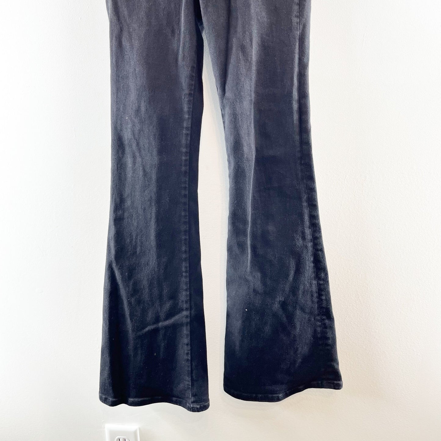 FRAME The Jet Set High Rise Flare Leg Pull On Jeans Black 0
