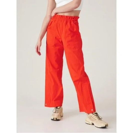 Athleta Trekkie High Rise Parachute Wide Leg Pants Red 12