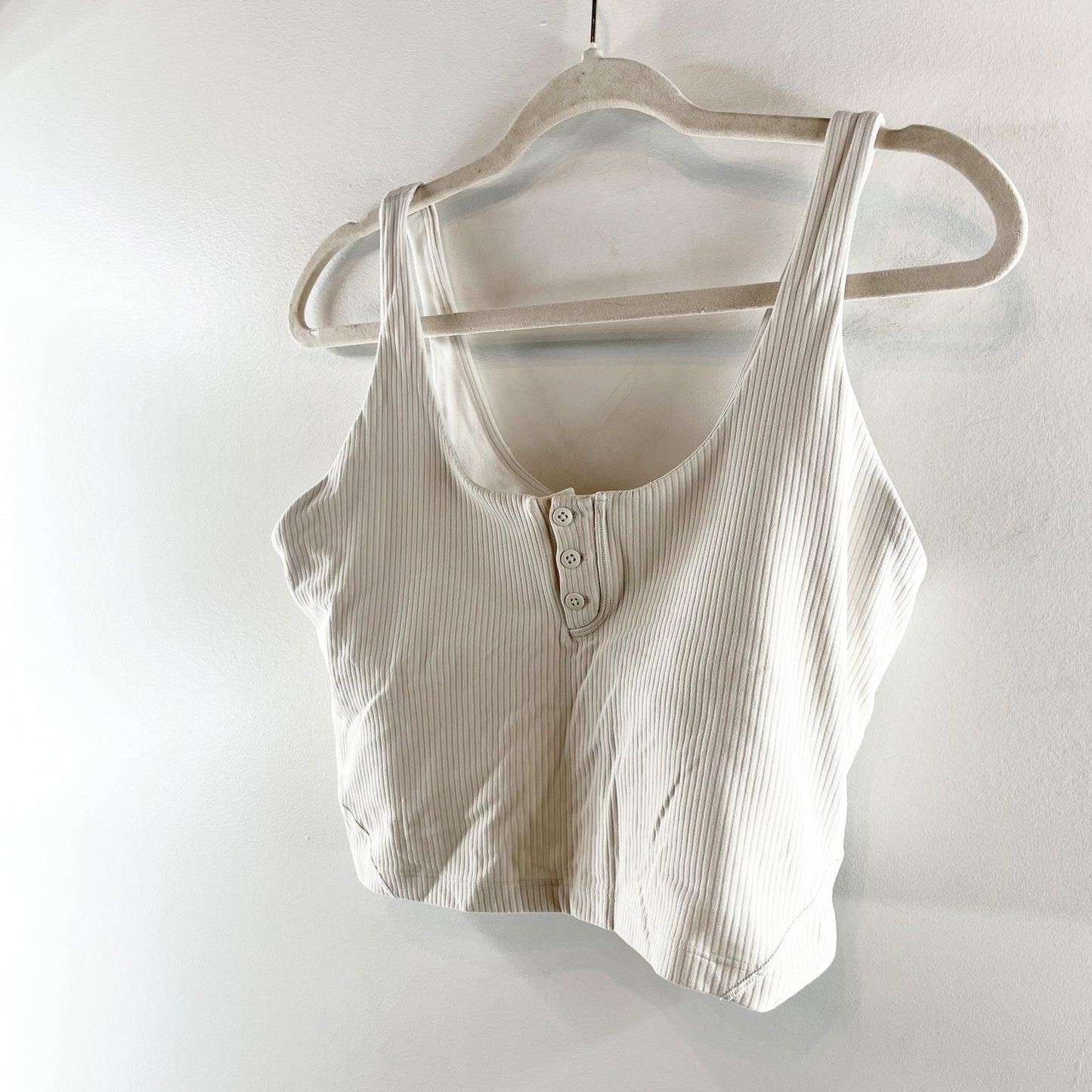 Lululemon Align Ribbed Henley Cropped Tank Top Bone Cream White 10
