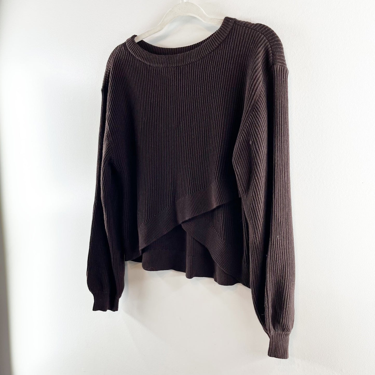 Lululemon Long Sleeve Boxy Reversible Crossover Sweater Espresso Brown 6