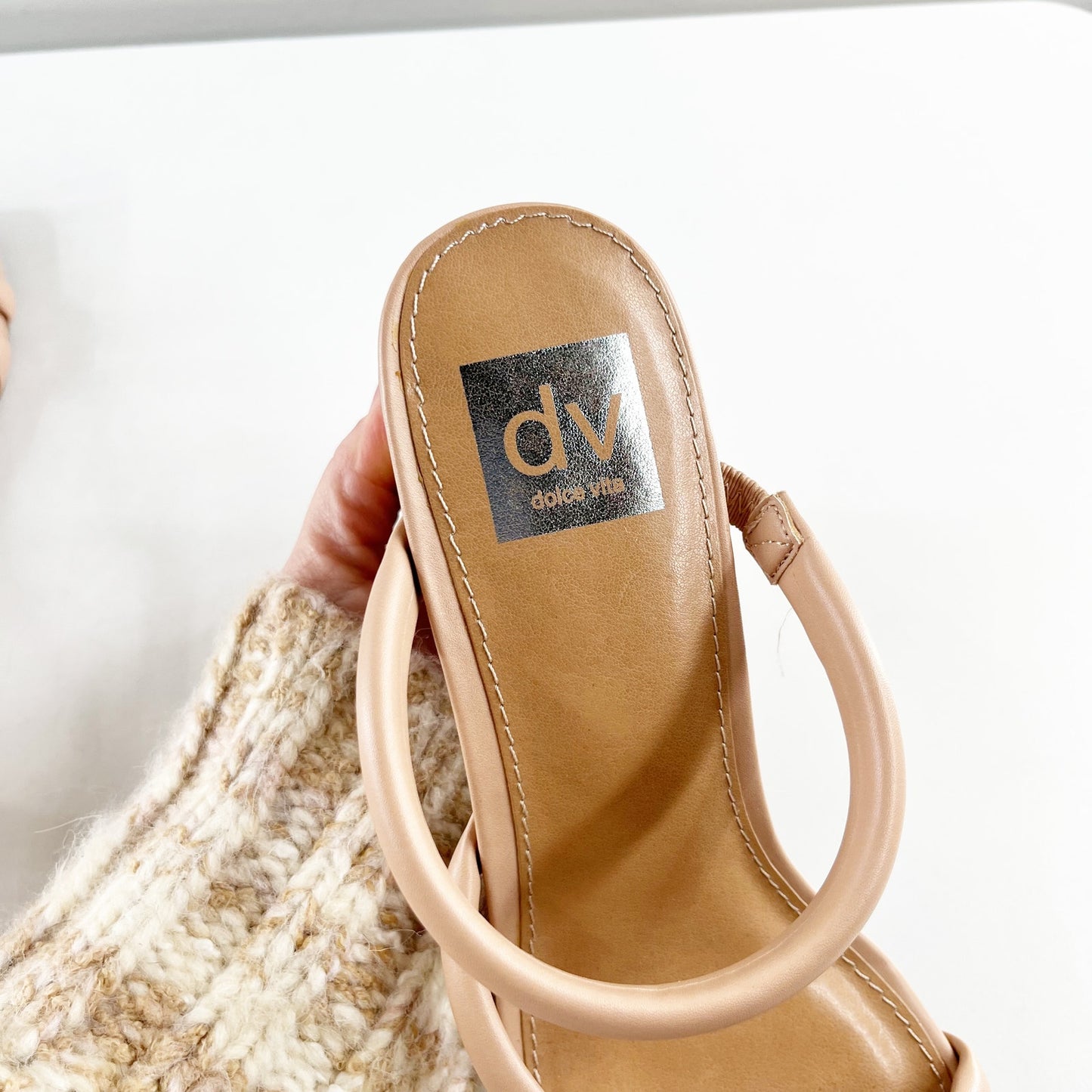 Dolce Vita Strappy Square Toe Myla Block Heel Sandals Tan Beige 9.5