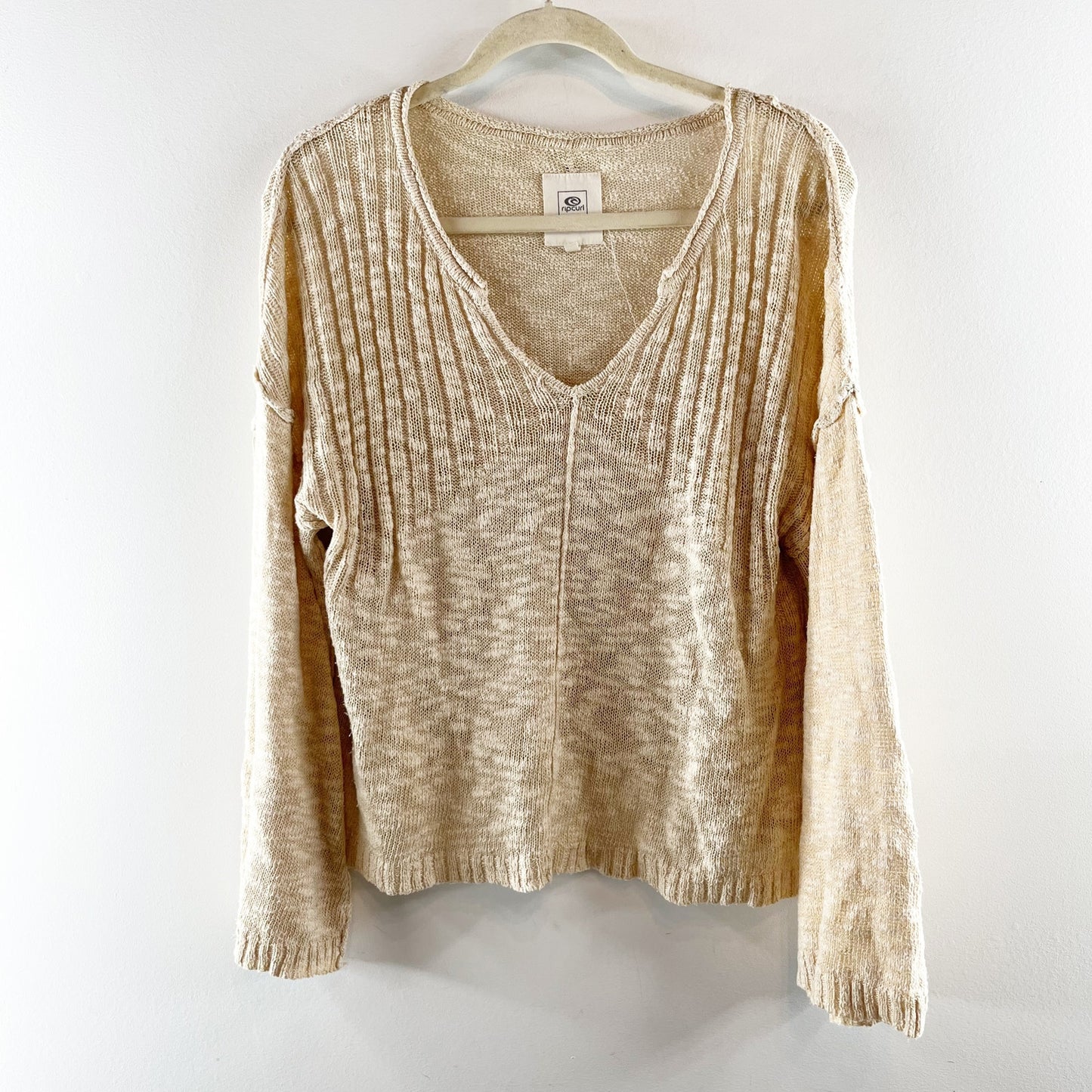 Rip Curl Long Sleeve Lightweight V Neck Sweater Tan Medium