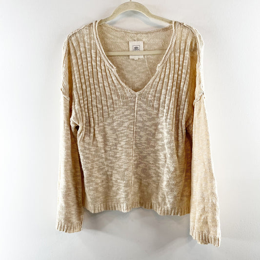 Rip Curl Long Sleeve Lightweight V Neck Sweater Tan Medium