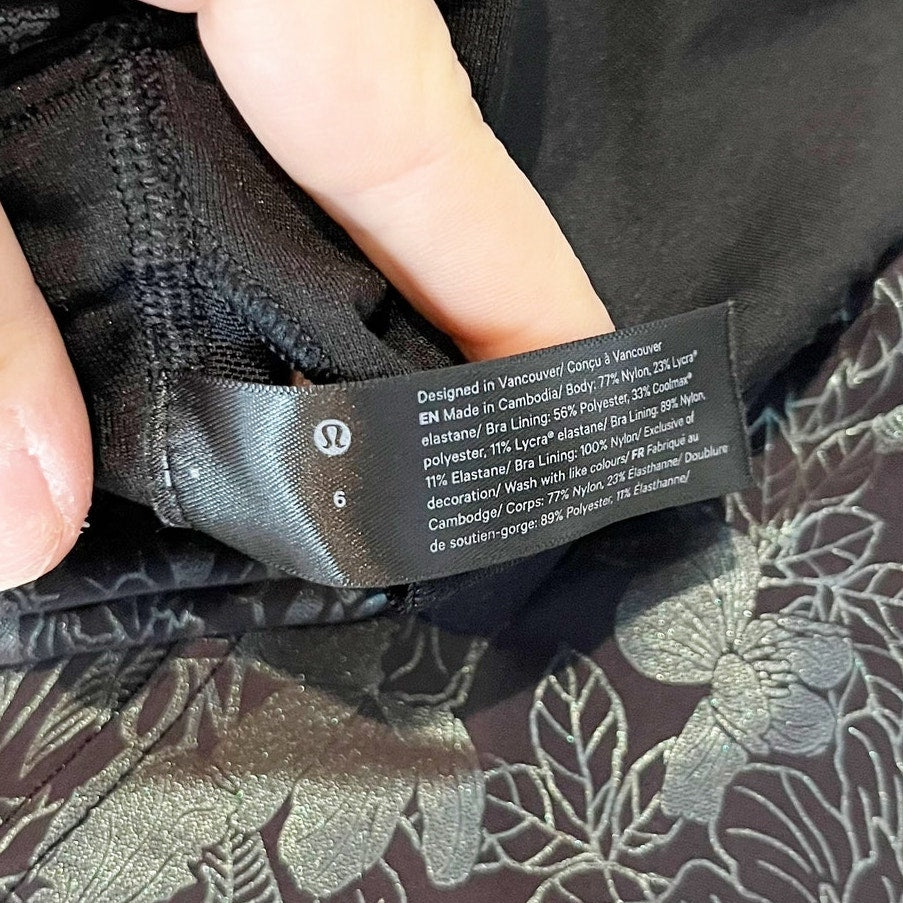 Lululemon Invigorate Training Tank Top Foil Logo Flourish Black Iridescent 6