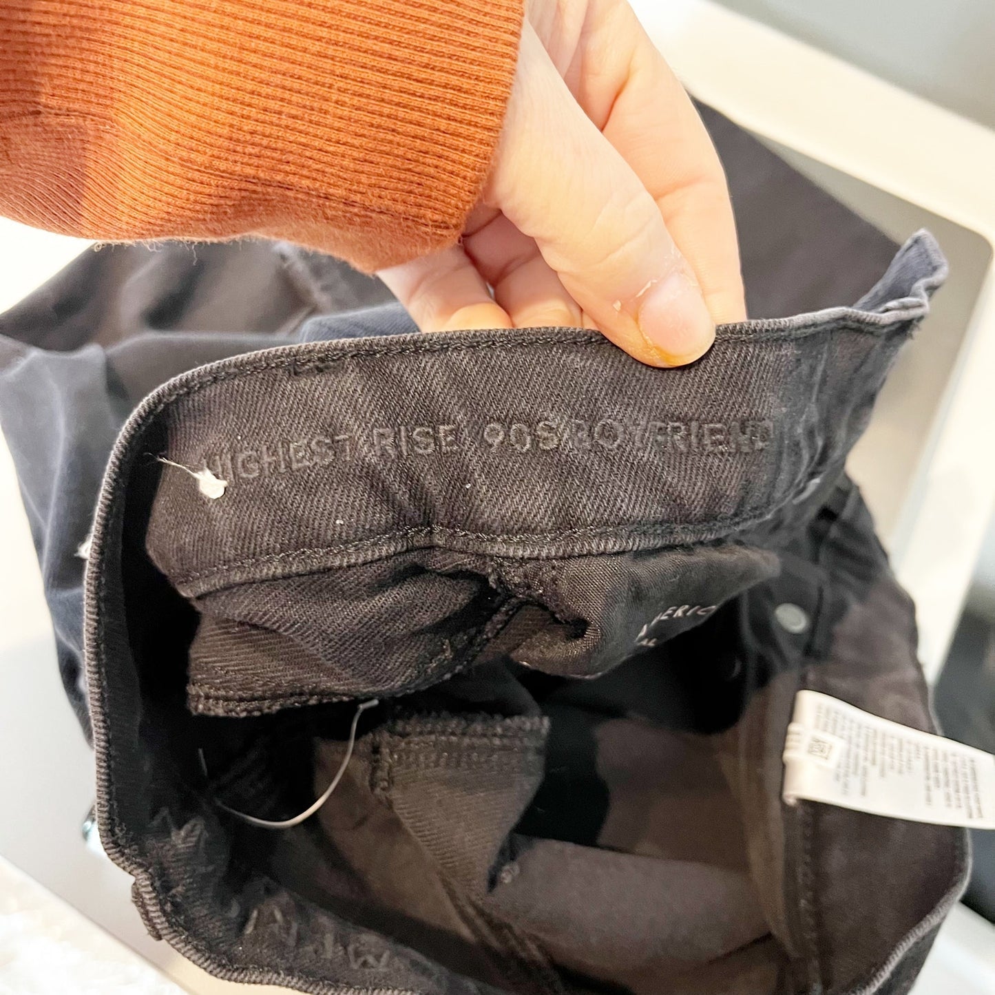 American Eagle Highest Rise 90's Boyfriend Straight Leg Jeans Black 00