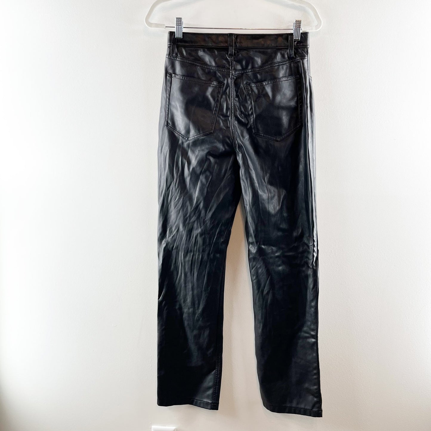 Abercrombie & Fitch The 90's Straight Ultra High Rise Faux Leather Pants Black 8