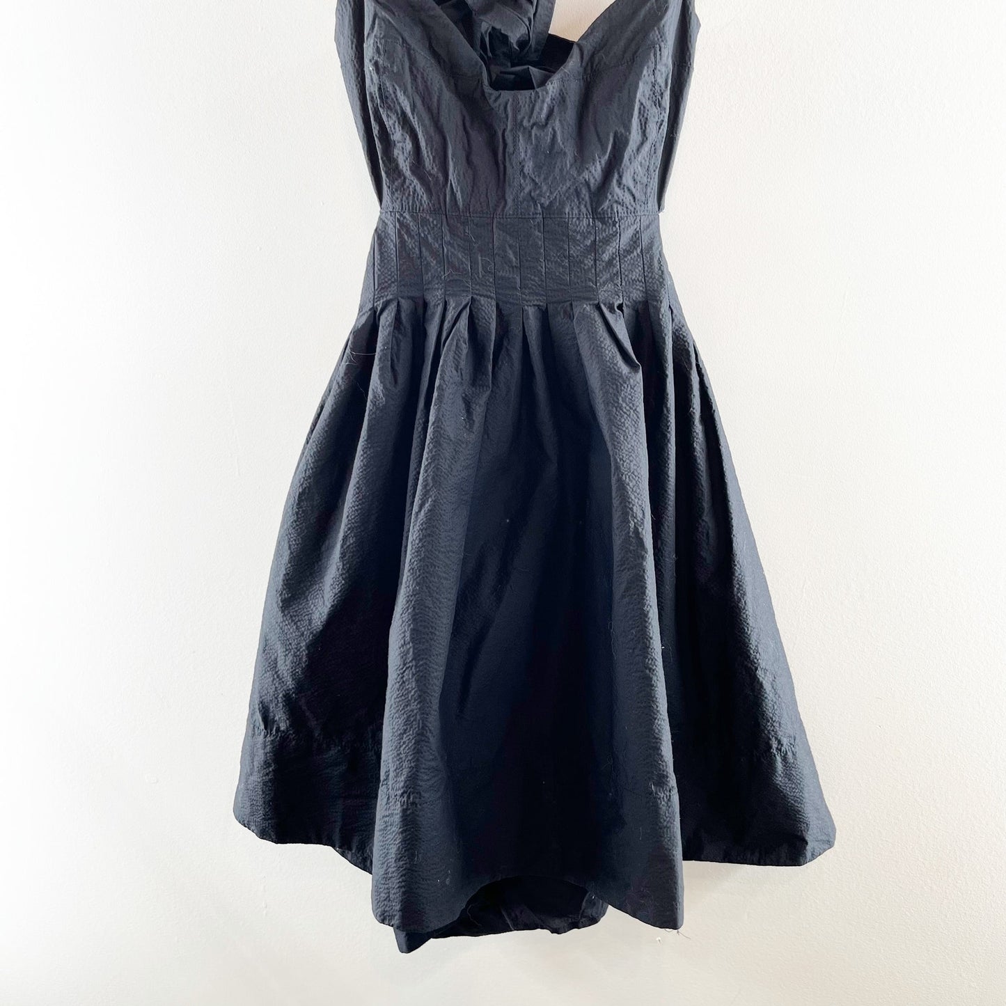 Maeve Anthropologie Fit and Flare Bow X Back Cutout Mini Dress Black 10