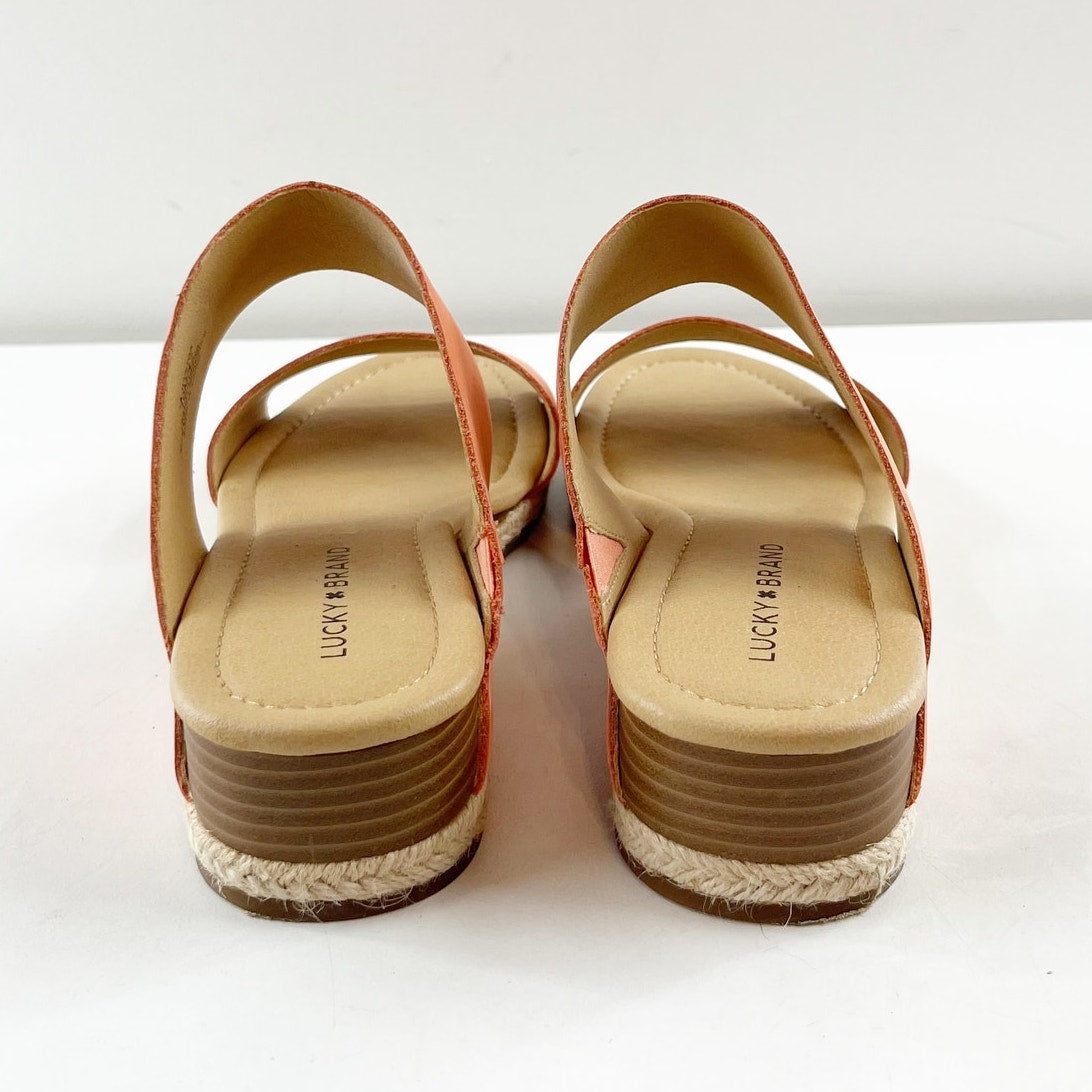 Lucky Brand Wyntor Double Strap Leather Slide Sandal Coral Pink 11