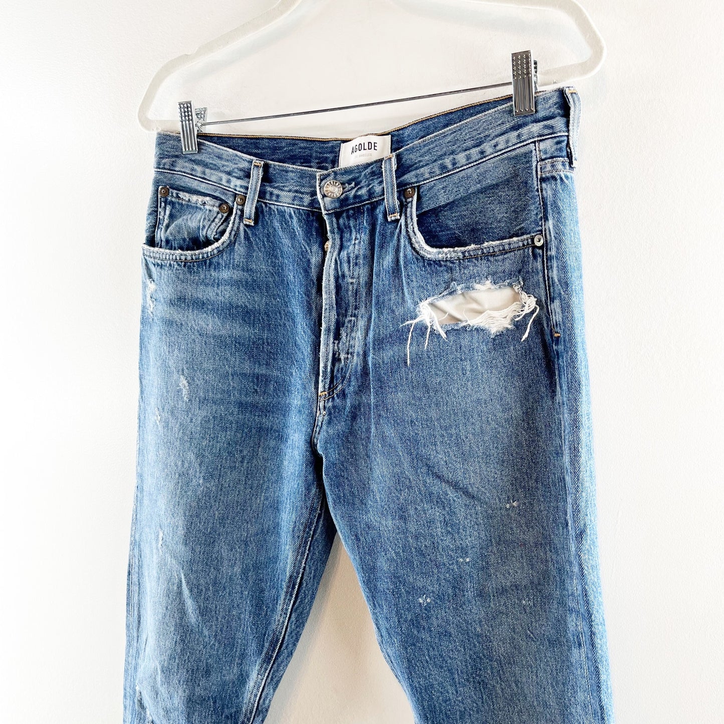 AGOLDE Jamie High Rise Chewed Hem Ankle Slim Skinny Jeans Blue 29 / 8
