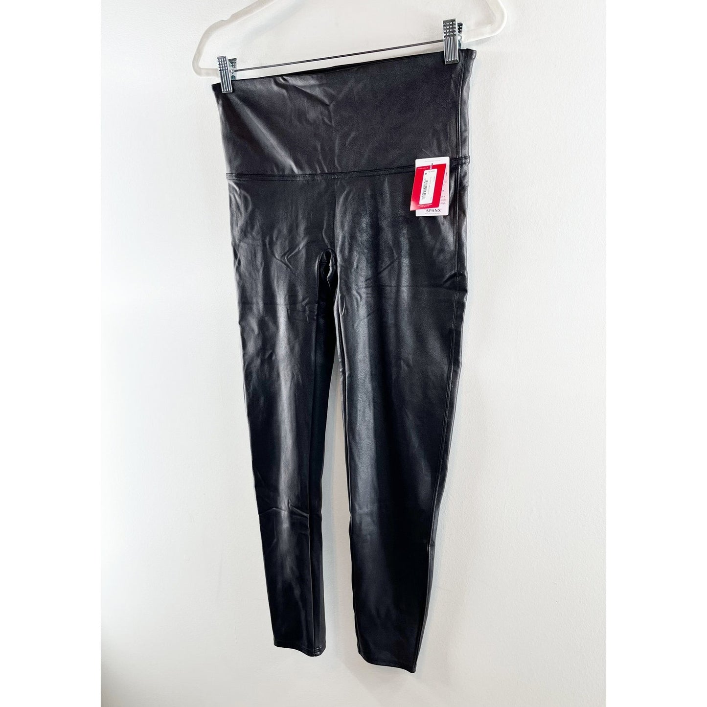 Spanx High Rise Compression Faux Leather Leggings Black XL Petite
