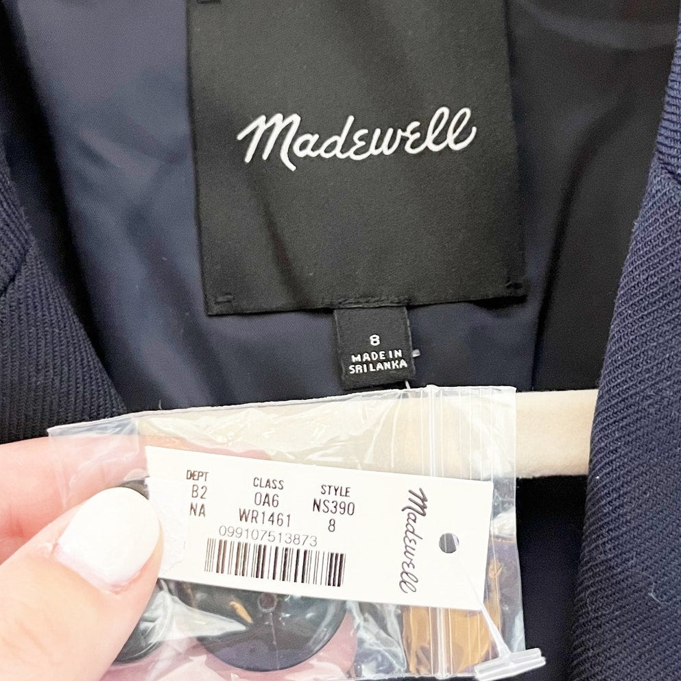 Madewell Alston Wool Blend Blazer Suit Jacket Navy Blue 8