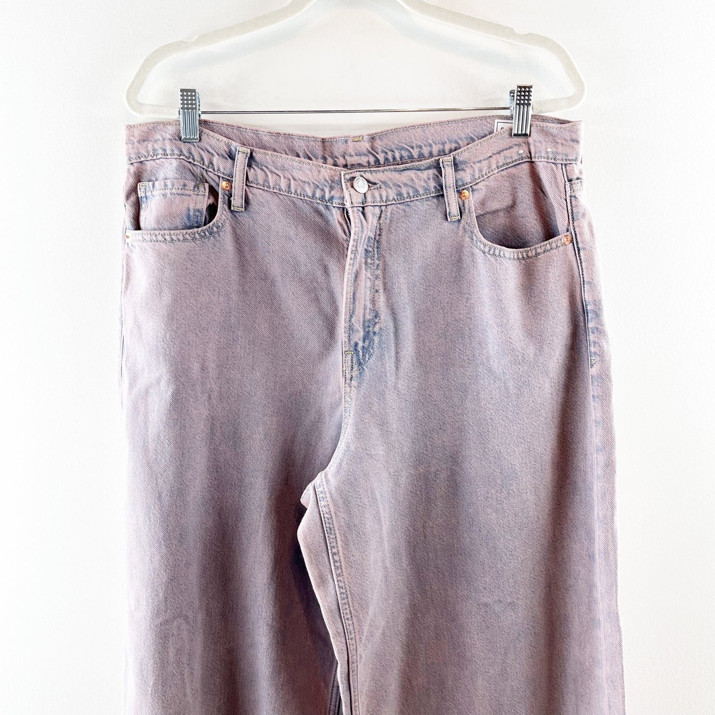 GAP Baggy Mid Rise Wide Leg Ultrasoft Denim Jeans Rose Mist Purple 14 / 32