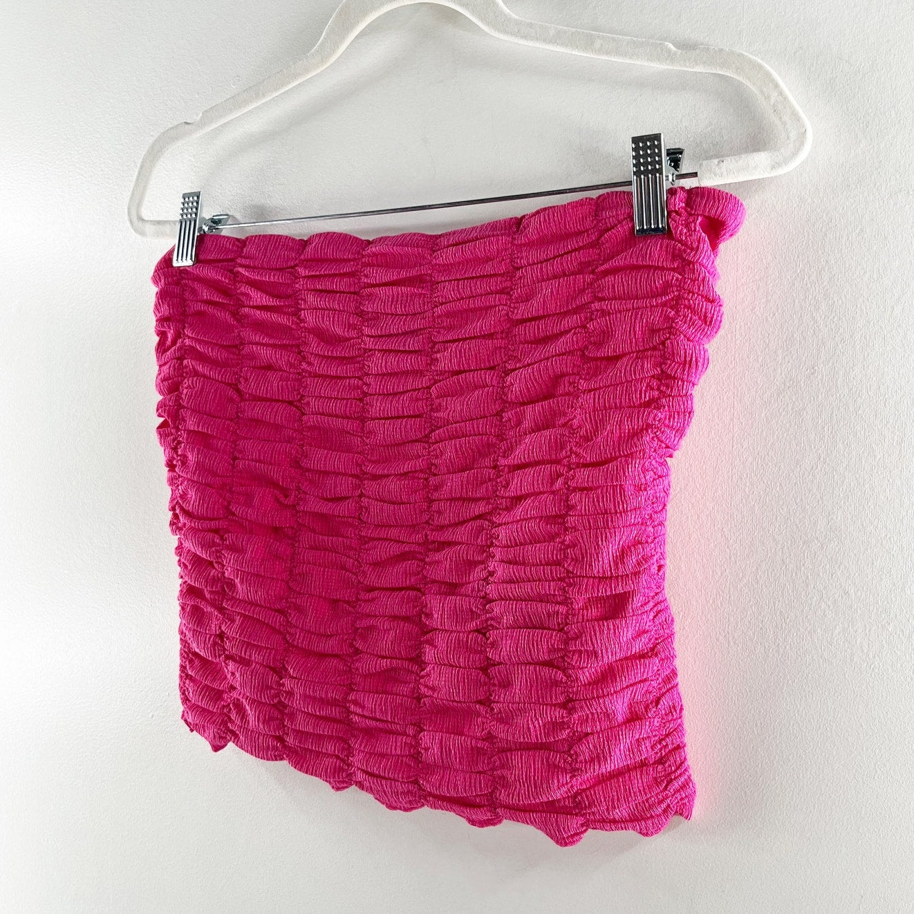 Anthropologie Strapless Ruched Crop Tube Tank Top Pink Medium