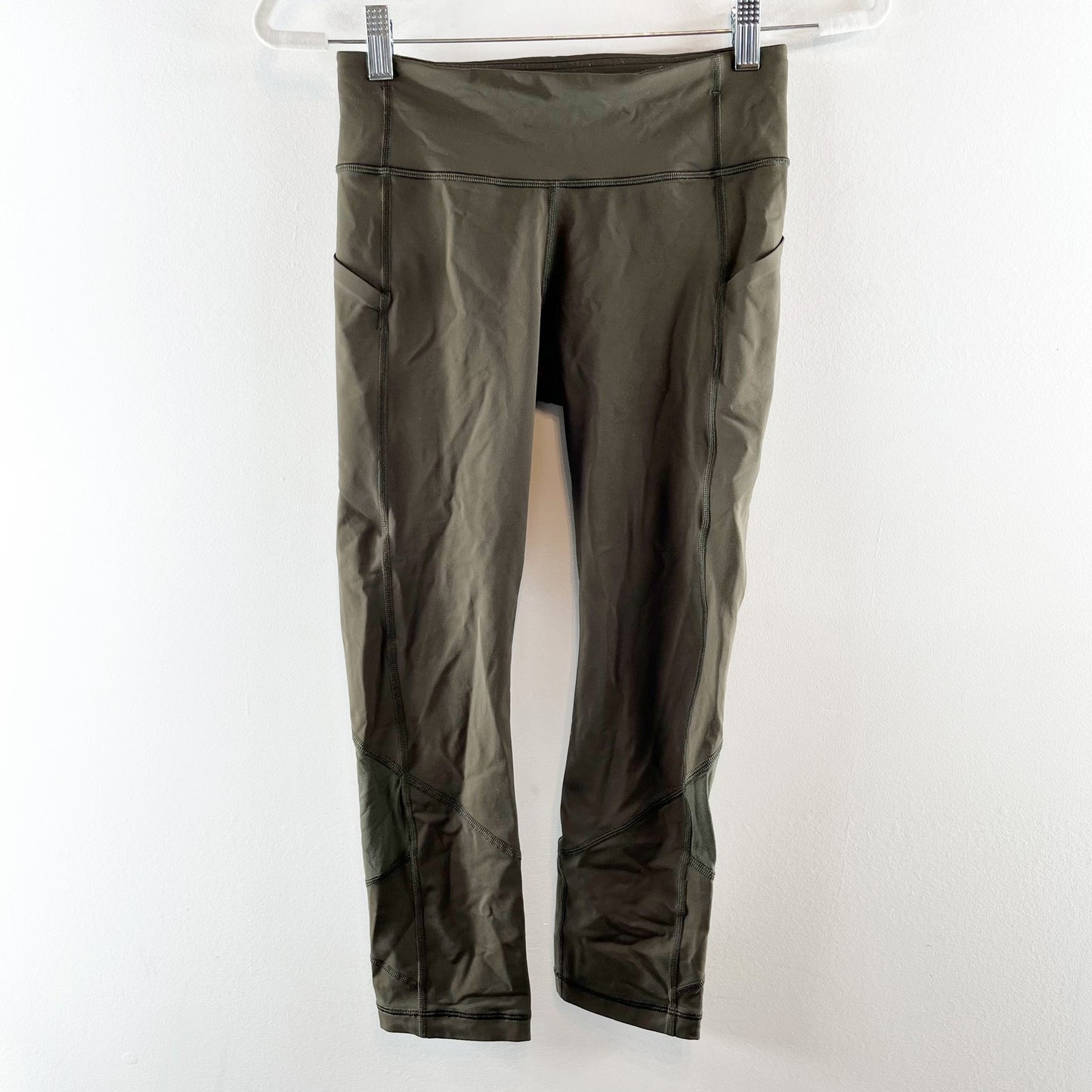 Lululemon Pace Rival Crop Leggings 22" Dark Olive Green 4