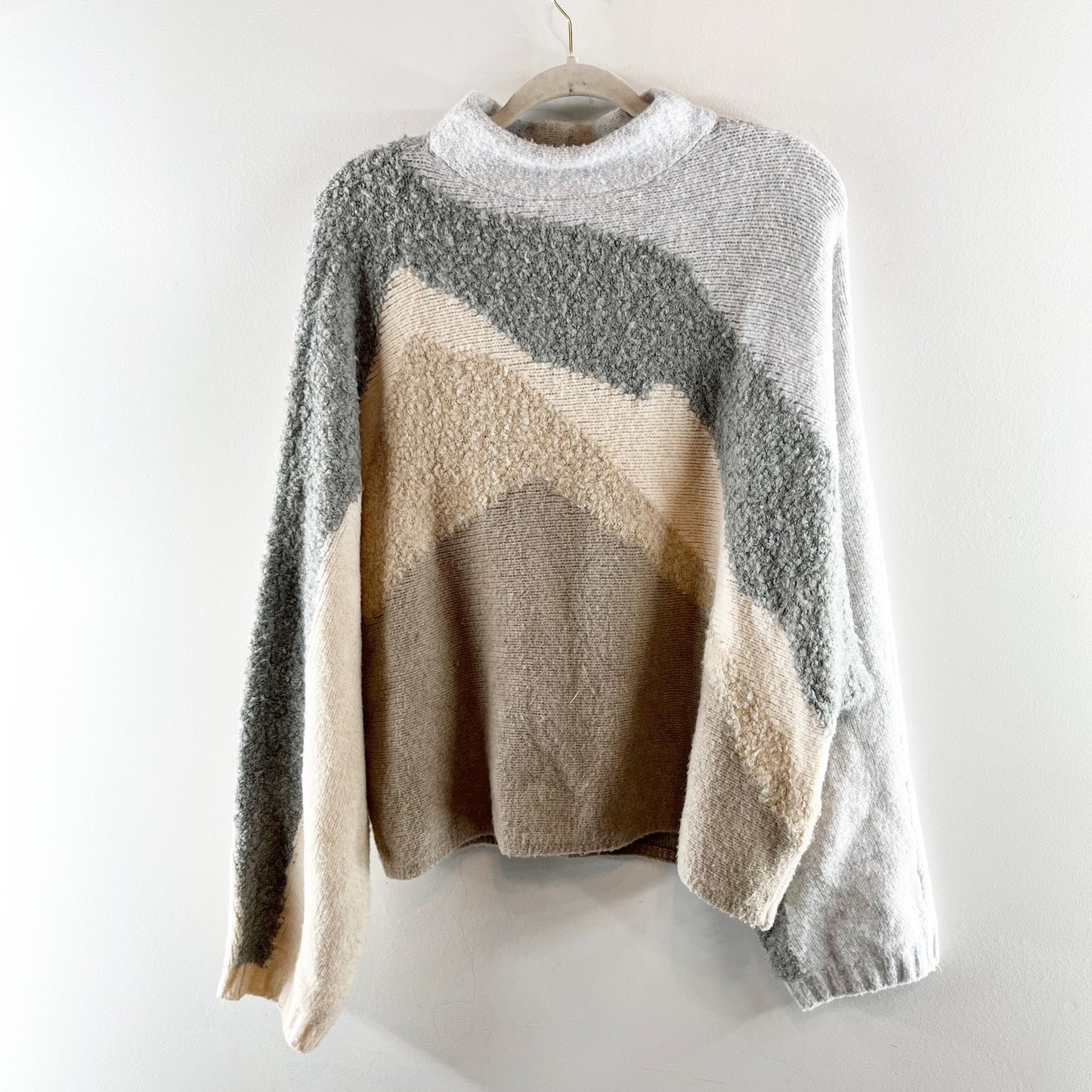 Abercrombie Long Sleeve Multicolor Neutrals Sweater Gray Tan Brown L / XL