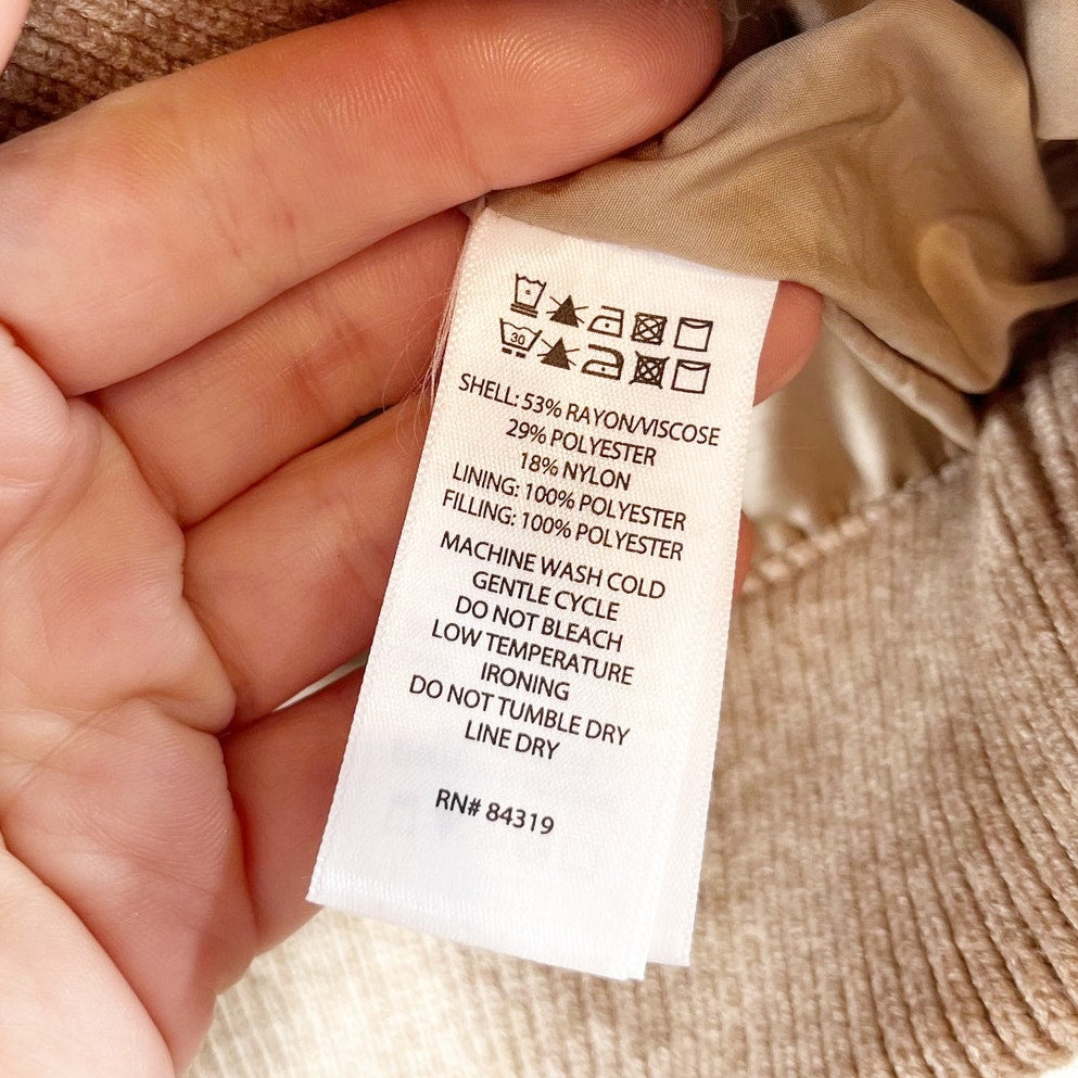Joie Full Zip Cable Knit Bomber Jacket Tan Beige XL