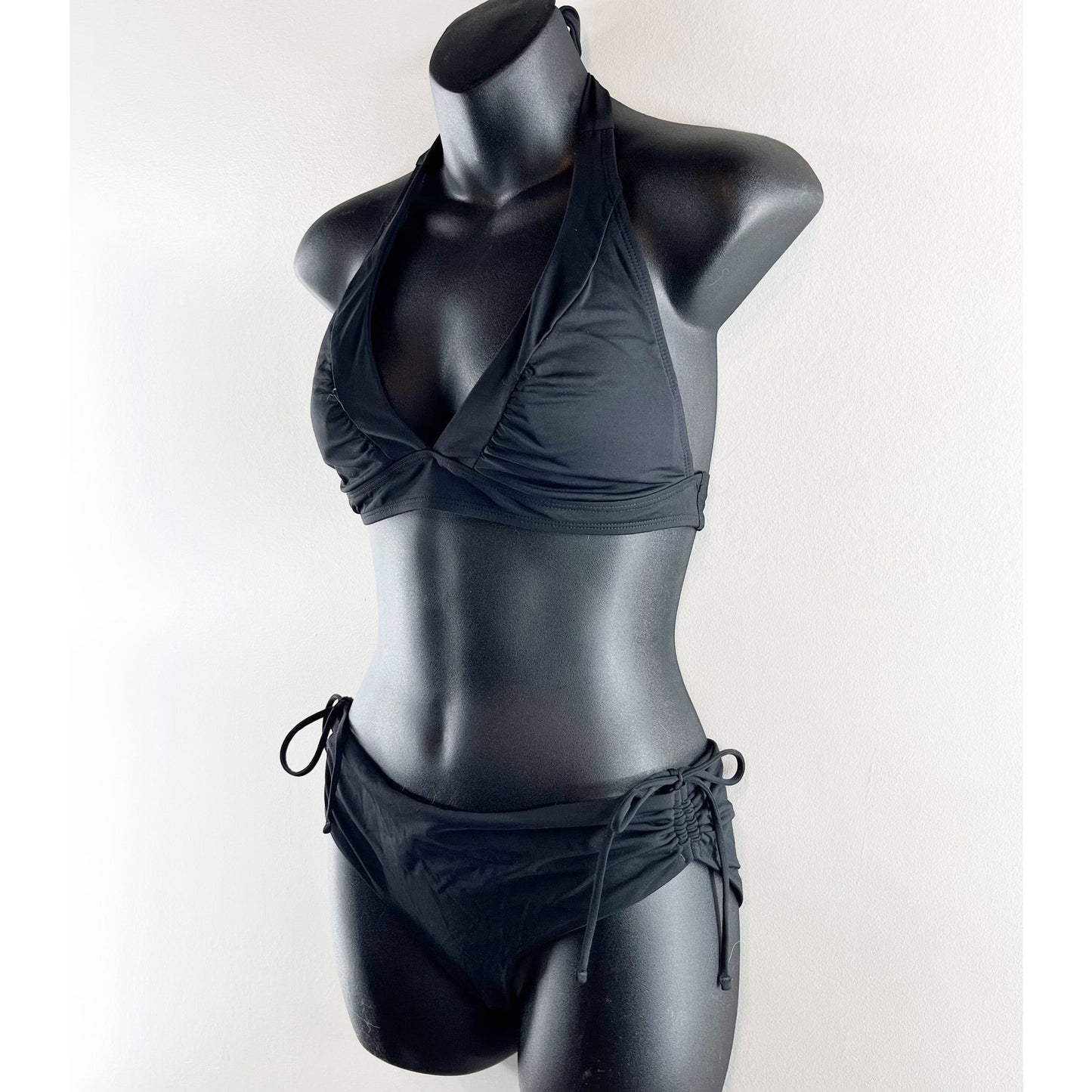 Athleta Shirrendipity Halter Bikini Top and Cinch Bottoms Black XS / Medium