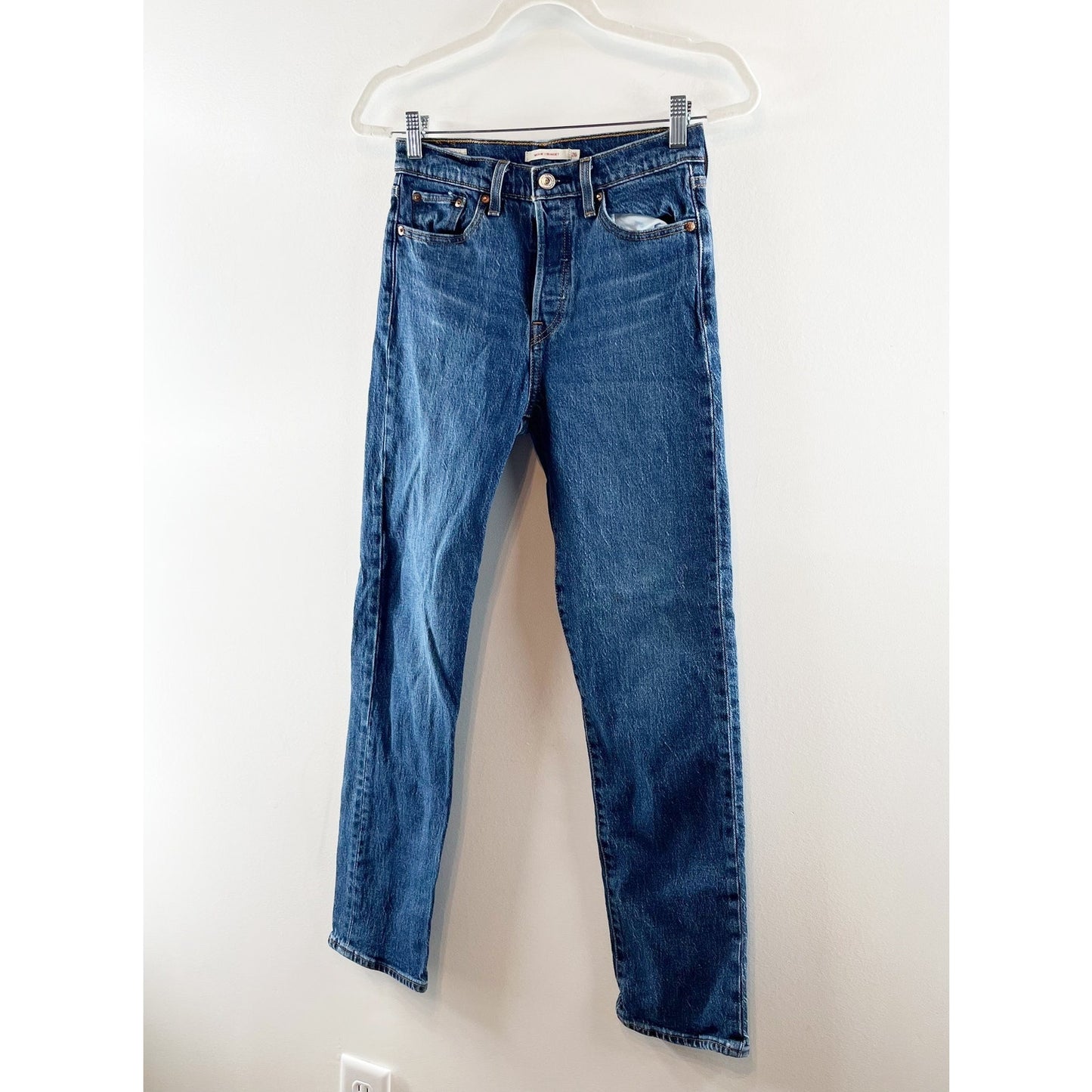 Levi's Wedgie Fit High Rise Straight Jeans Dark Wash Blue 26