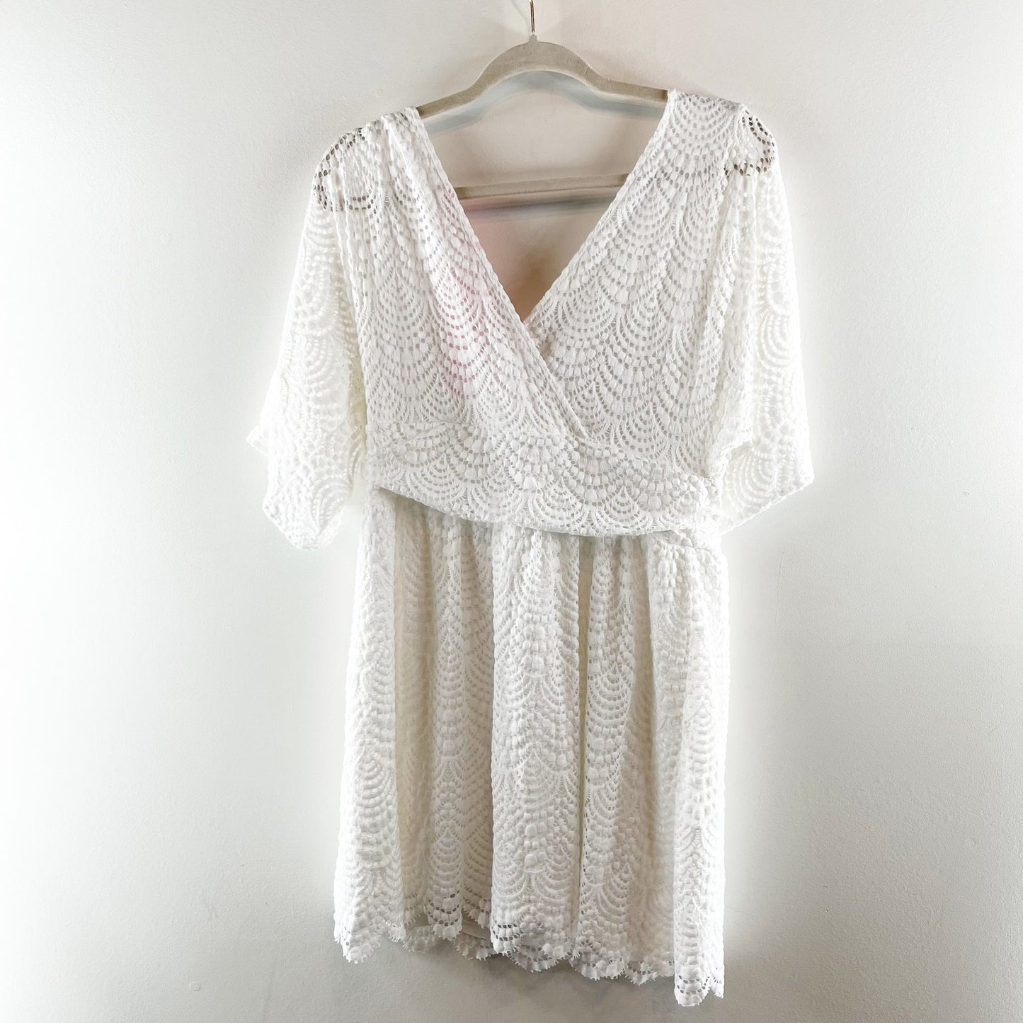 Lilly Pulitzer Parigi Lace Skort Romper Mini Dress White Scalloped Shell Large