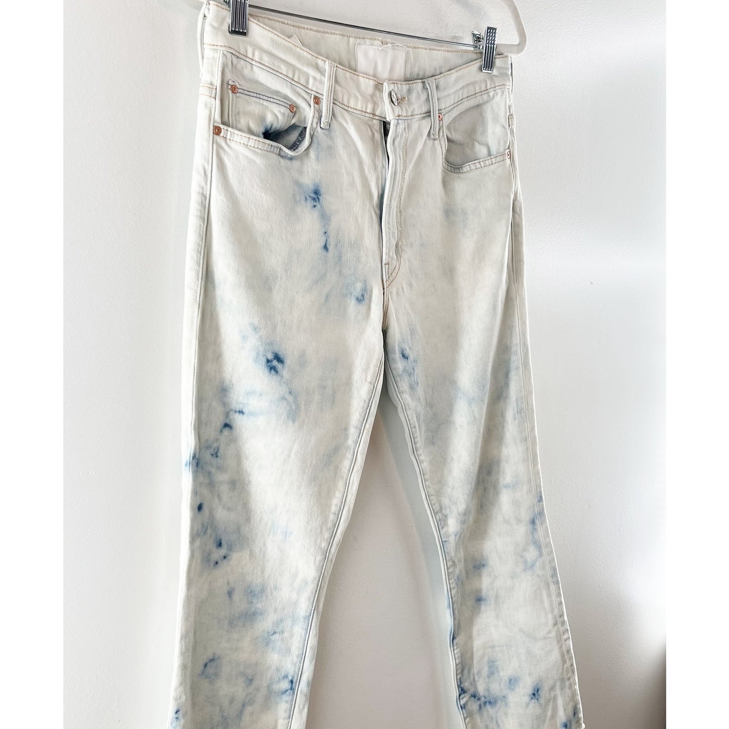 MOTHER The Insider High Waisted Fray Bootcut Crop Ankle Jeans Tizzy Tie Dye 30