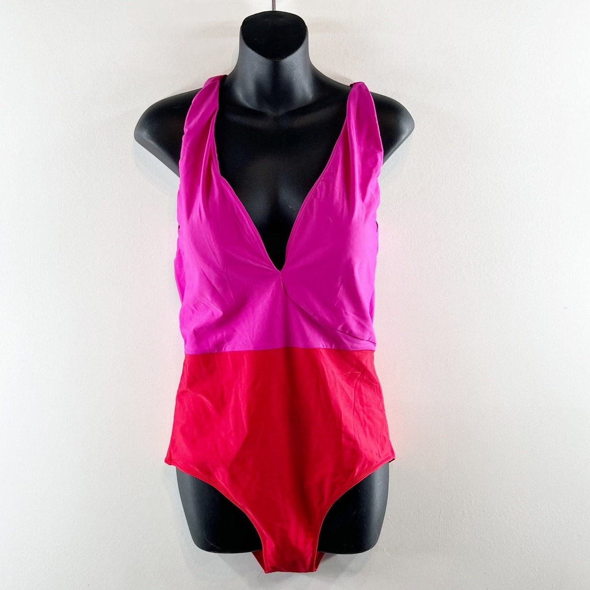 Summersalt The Deep Dive Colorblock One Piece Swimsuit Lava Hibiscus Pink 12