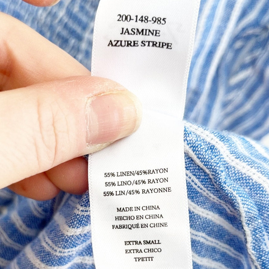 Rails Linen Blend Jasmine Mini Dress in Azure Stripe Blue XS