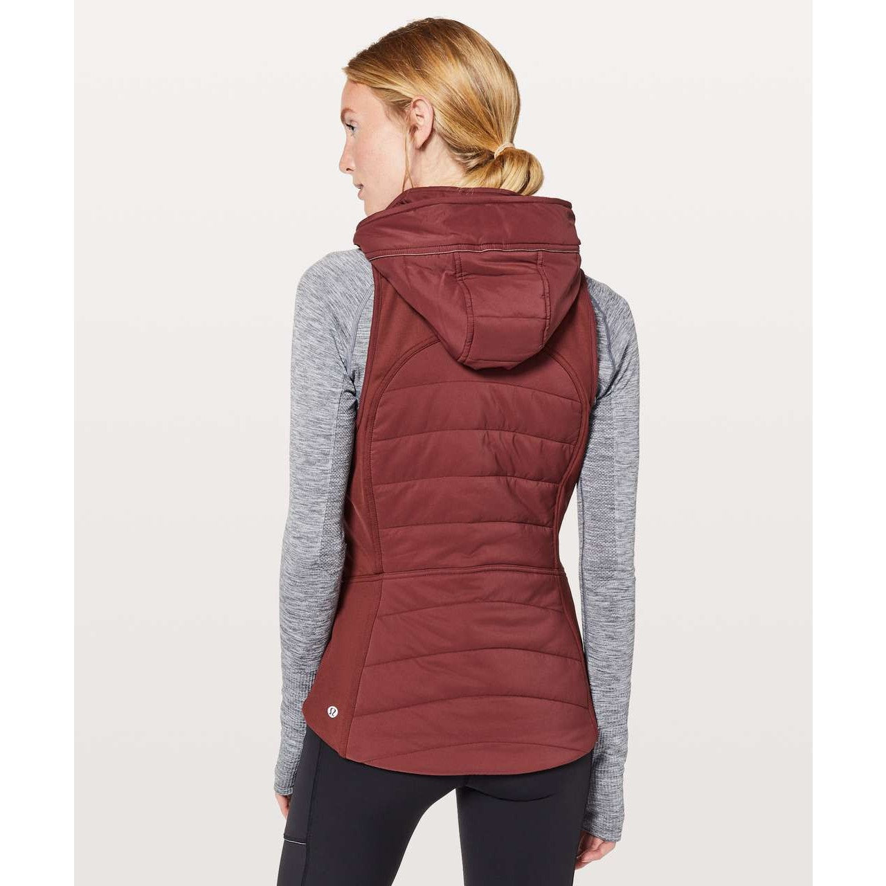 Lululemon Extra Mile Packable Puffer Hooded Vest Savannah Red Maroon 6