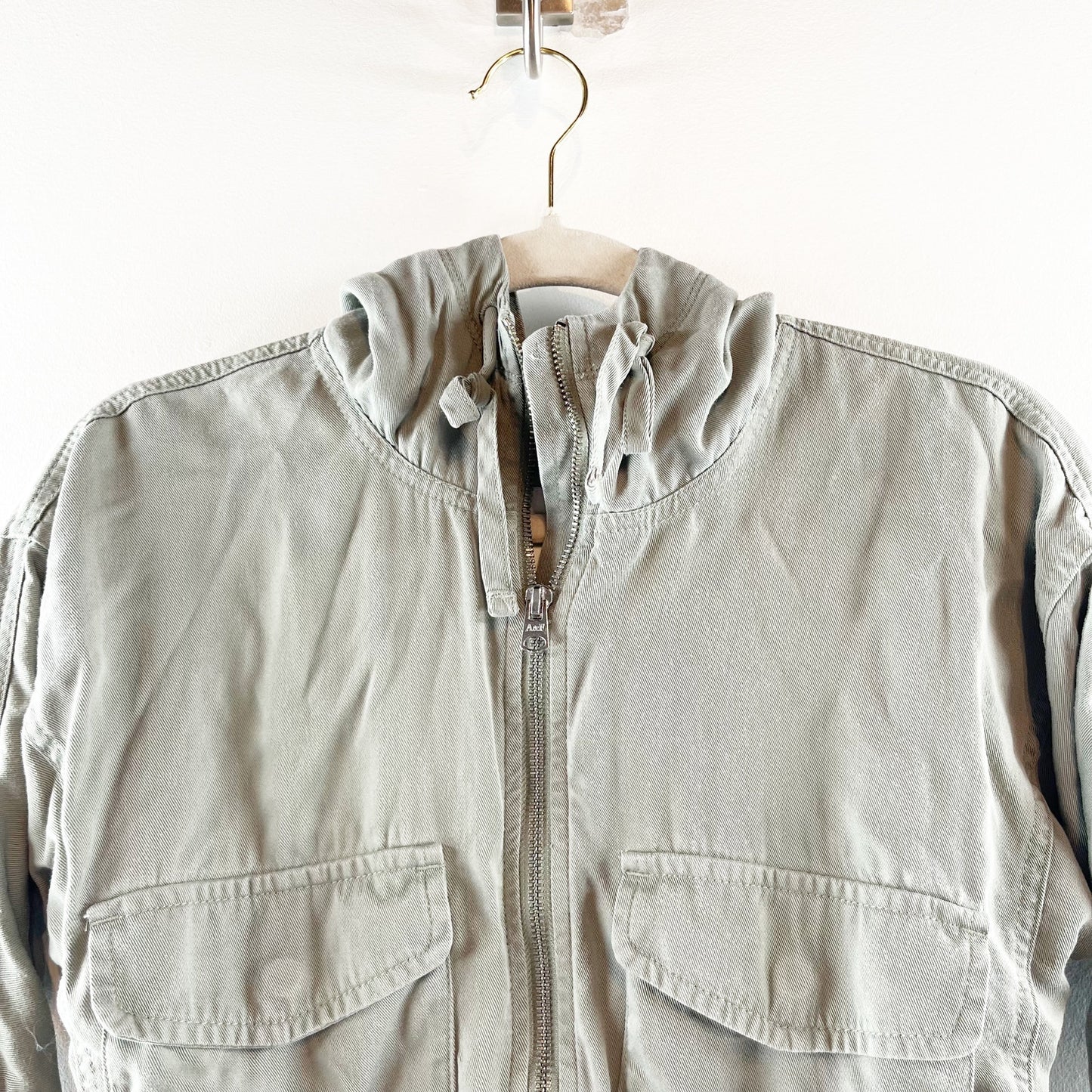 Abercrombie Utility Hooded Cropped Full Zip Jacket Green XXS