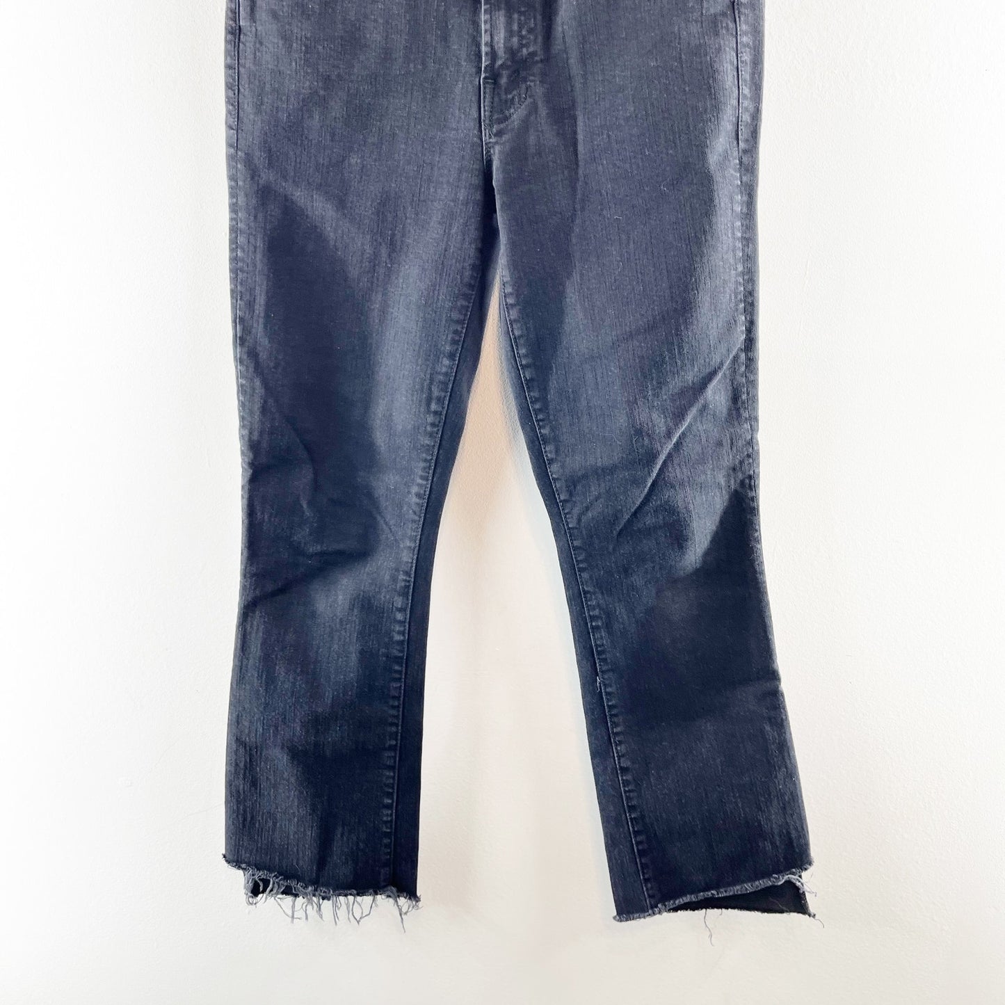 Mother High Waisted Denim The Insider Crop Step Fray Jeans Not Guilty Black 29