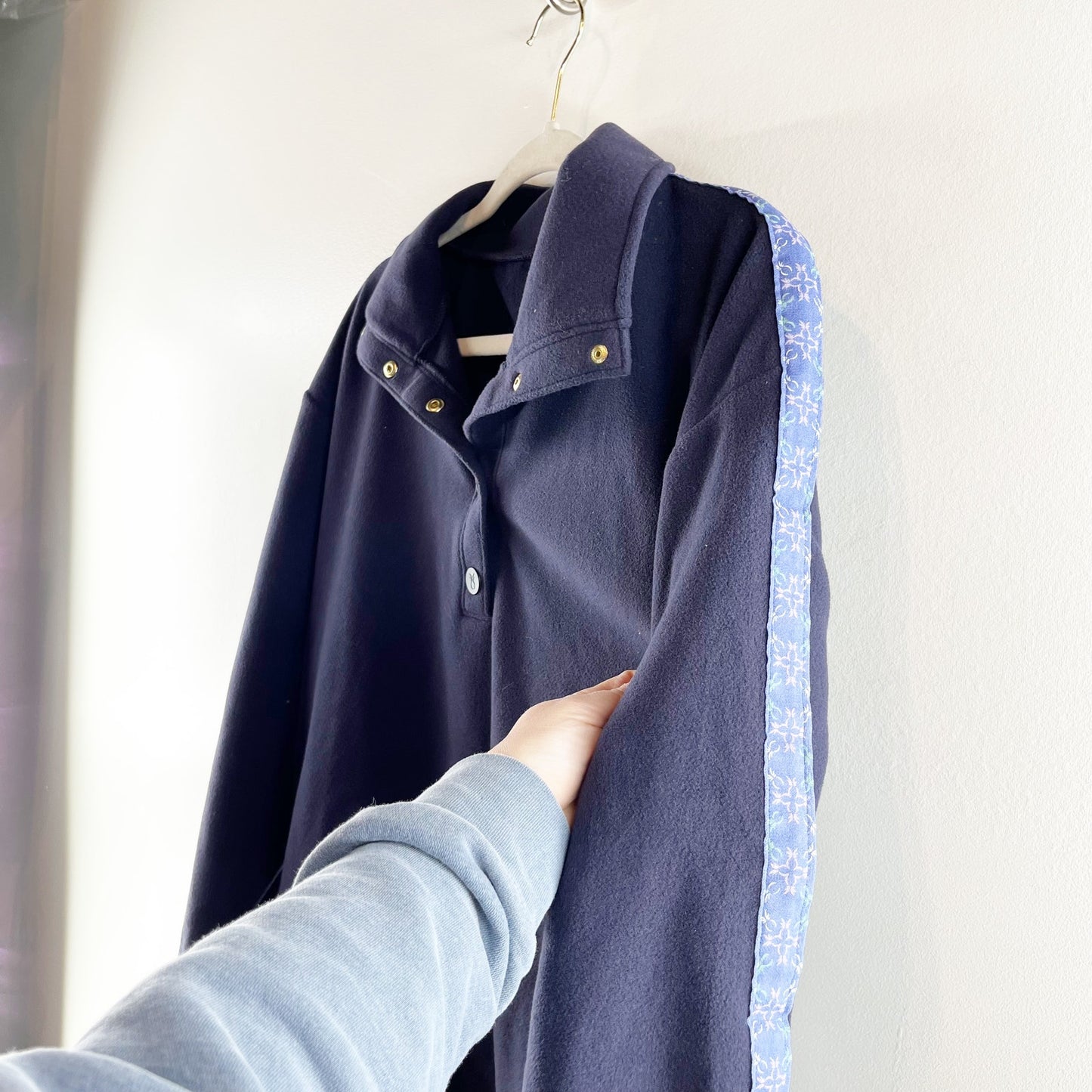 Dudley Stephens Fraser Pullover Sweater 1/2 Snap Navy Blue Medium