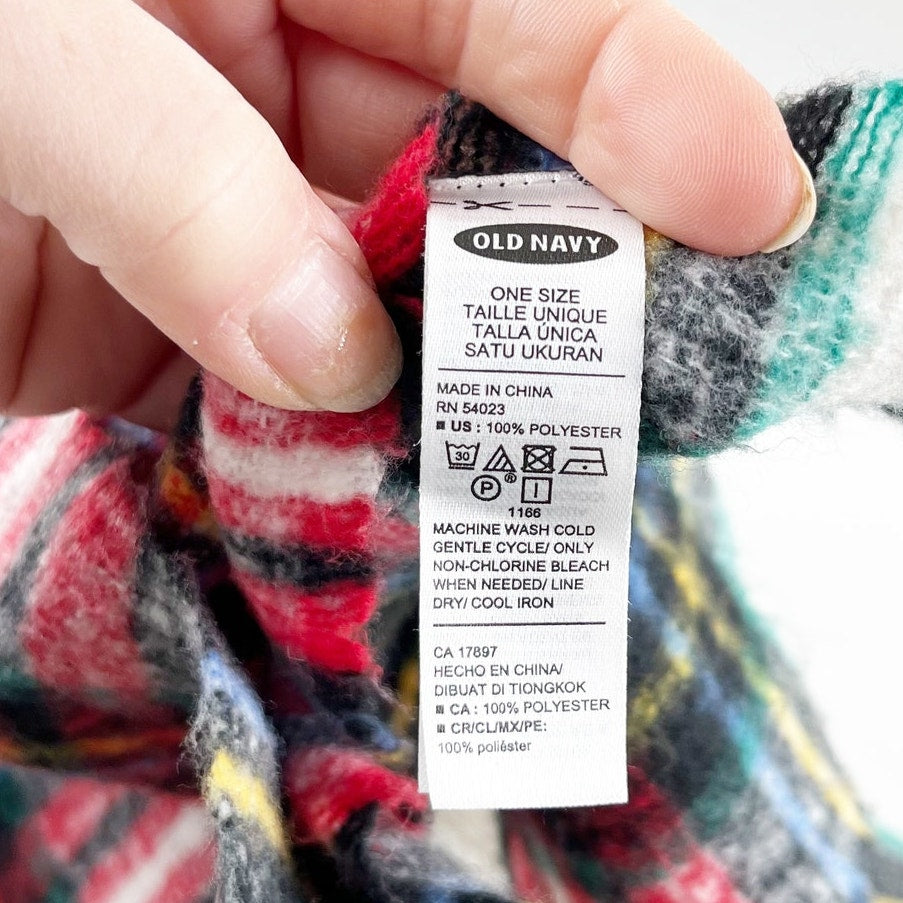Old Navy Tartan Plaid Flannel Wrap Blanket Scarf Red Green White