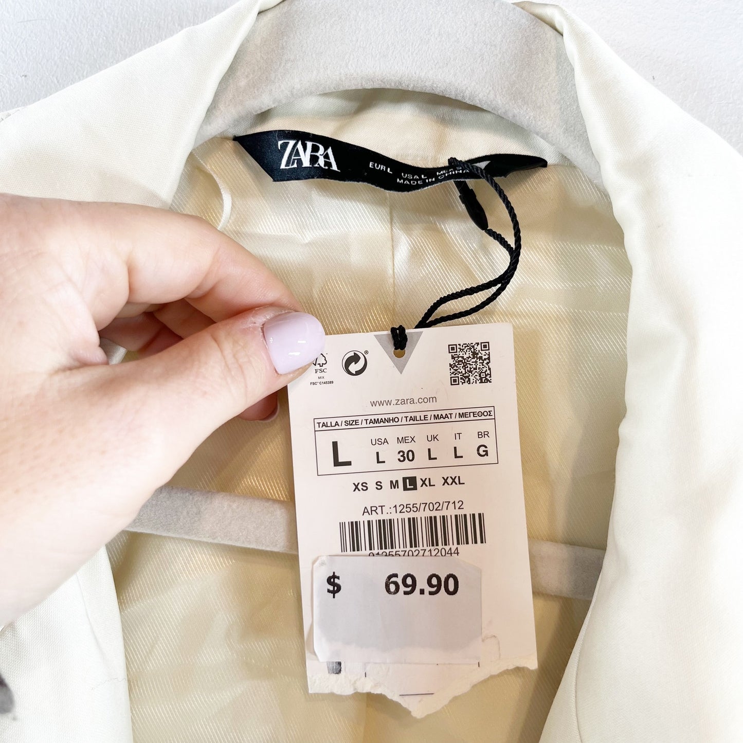 ZARA Cropped Long Sleeve Satin Blazer Jacket Butter Yellow Large