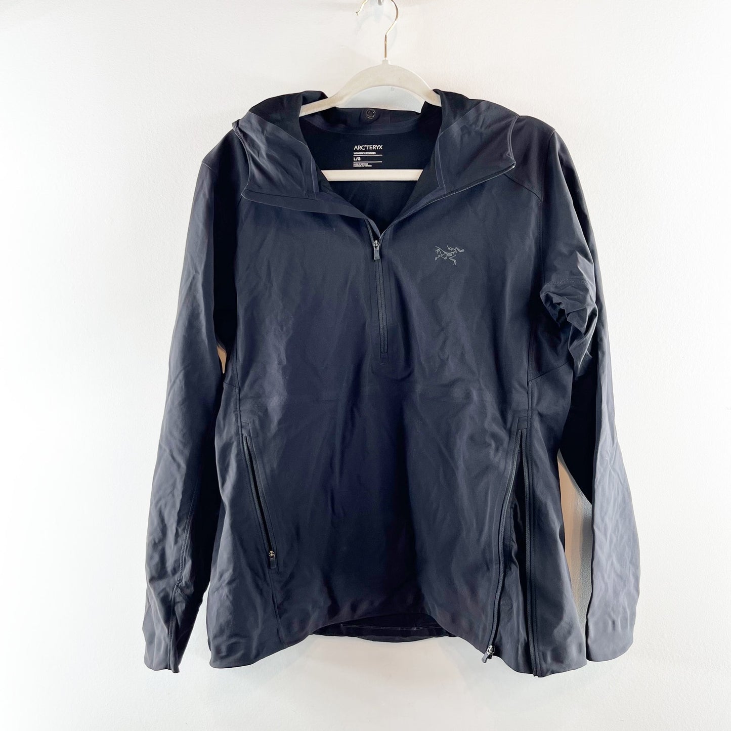 Arc'teryx Trino SL Long Sleeve 1/2 Zip Hooded Anorak Jacket Black Large