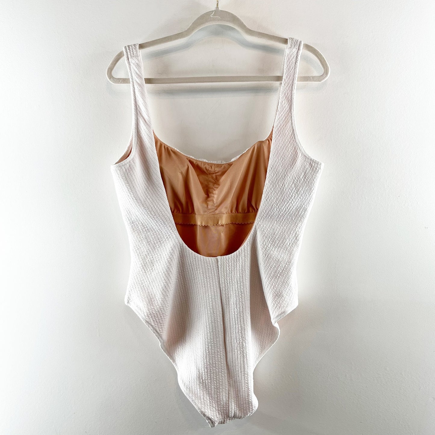 J. Crew Textured Square Neck One Piece Swimsuit White 14
