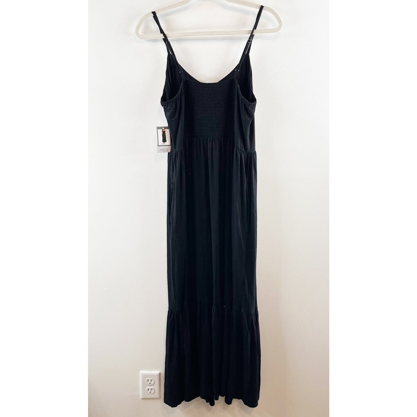 Nuco Scoopneck Jersey Maxi Dress Sundress Black Medium