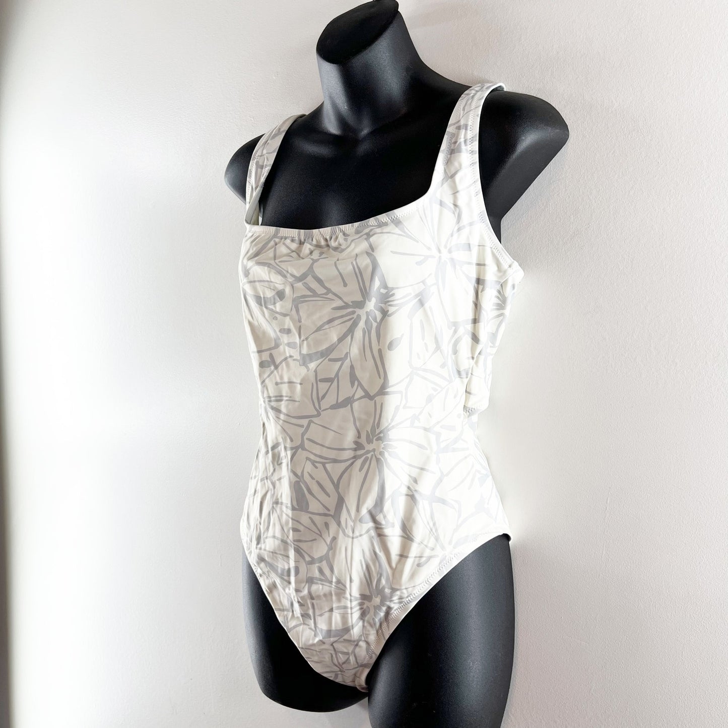 Madewell Square-Neck Tank One-Piece Swimsuit Lighthouse Cool Fog White Medium