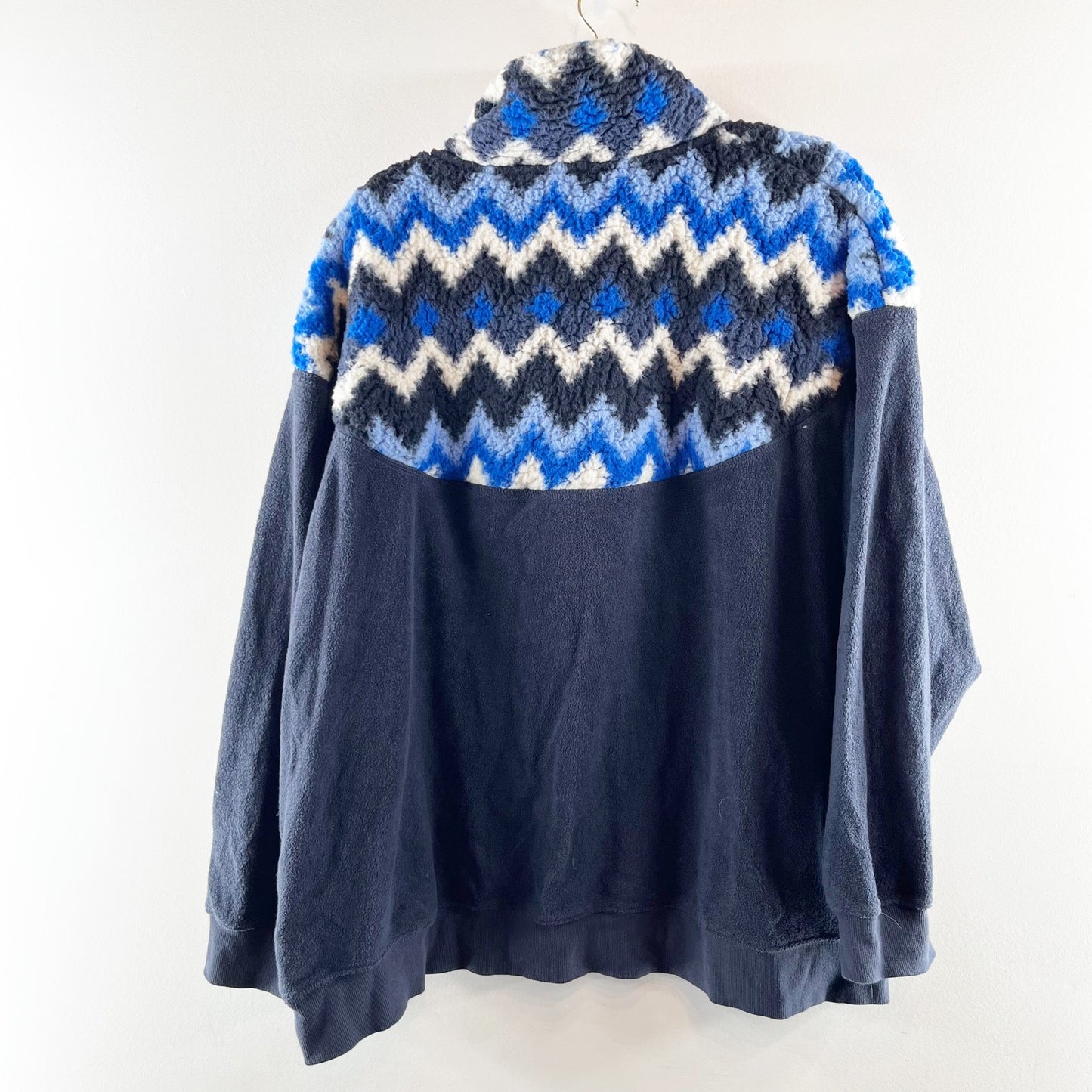 Aerie Hometown Holiday 1/4 Zip Fleece Pullover Jacket Sweatshirt Blue XL